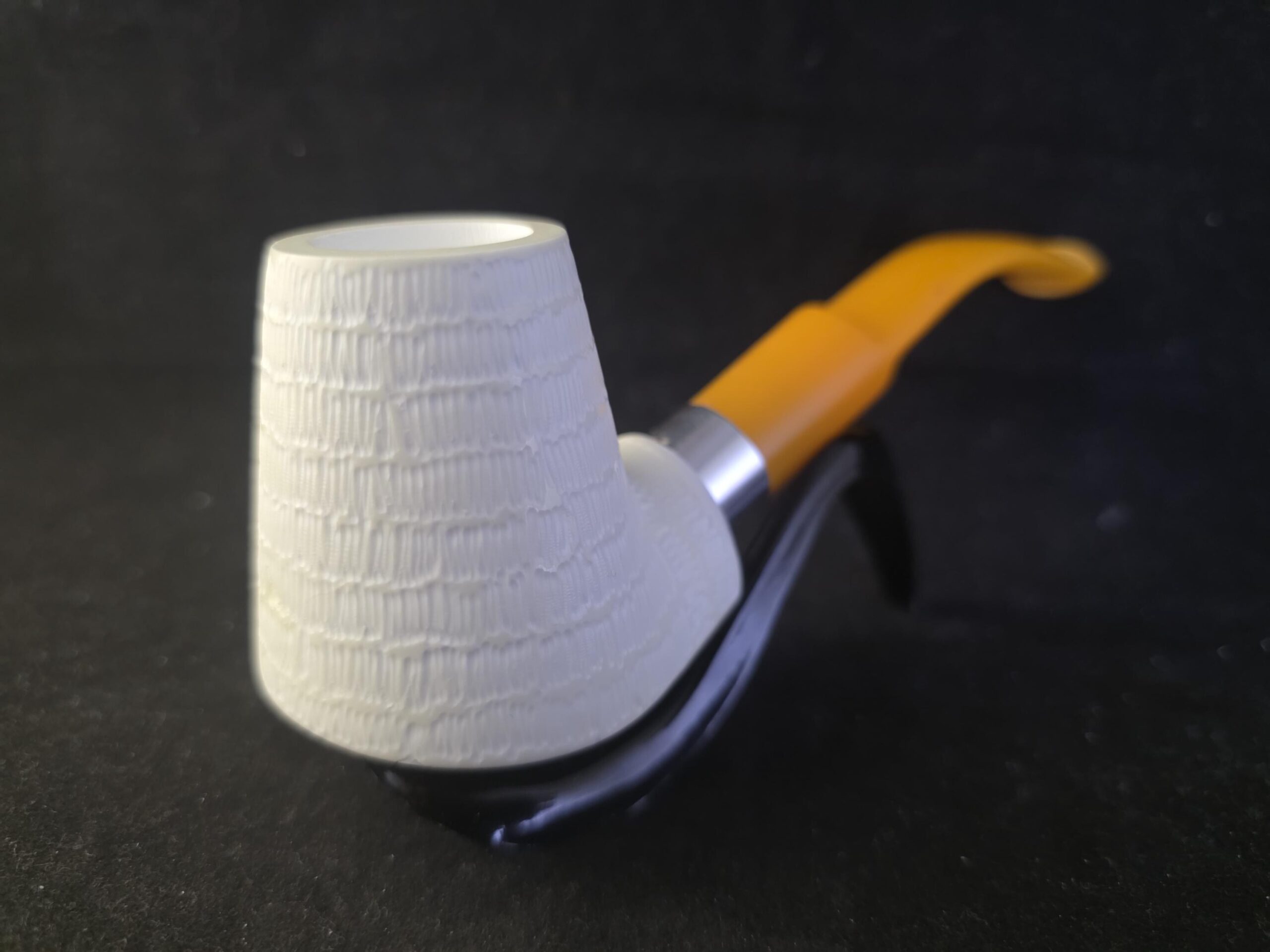 Rusticated Classic model Turkish Meerschaum Pipe with Acrylic Stem - Image 4