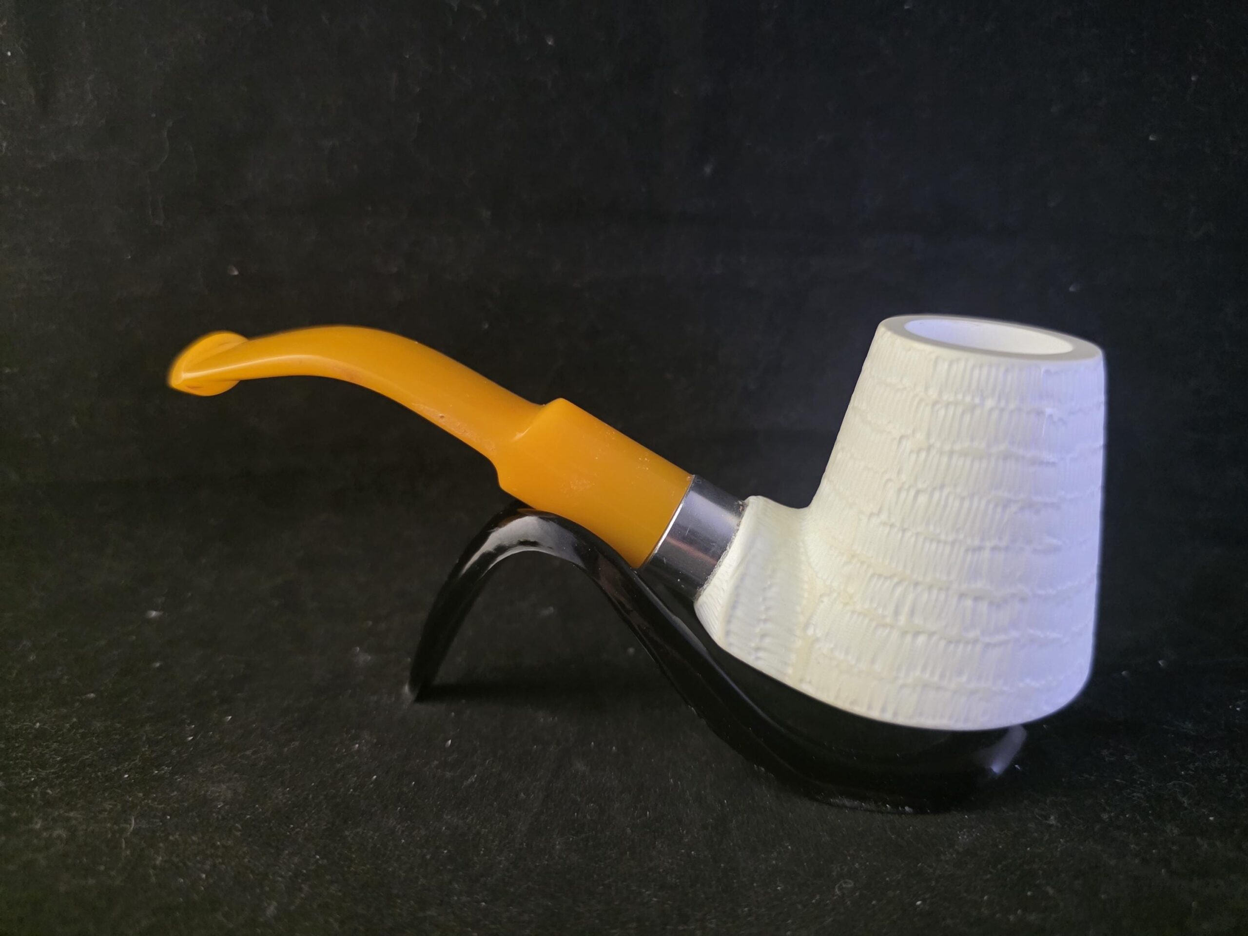 Rusticated Classic model Turkish Meerschaum Pipe with Acrylic Stem - Image 2