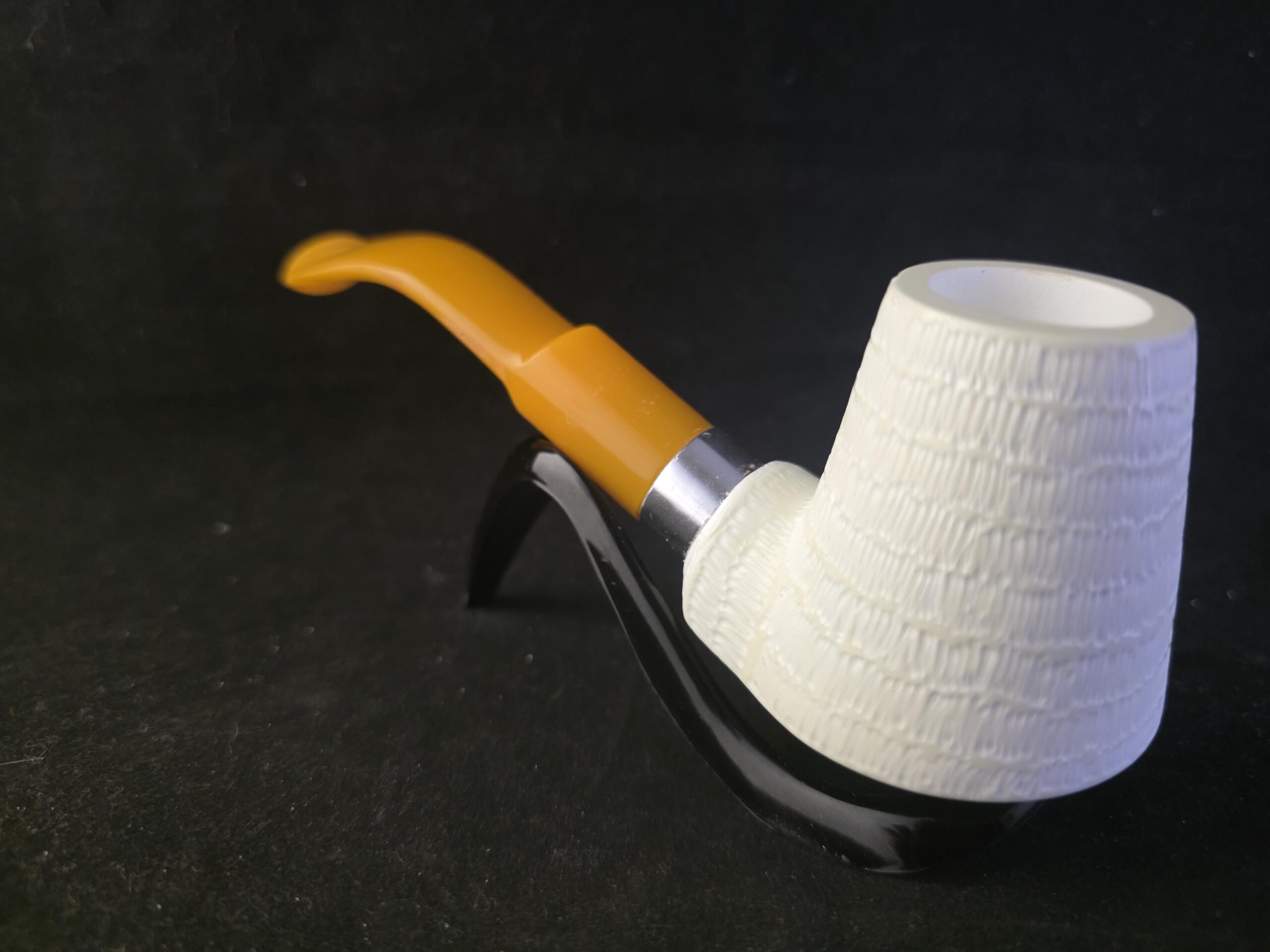 Rusticated Classic model Turkish Meerschaum Pipe with Acrylic Stem - Image 5