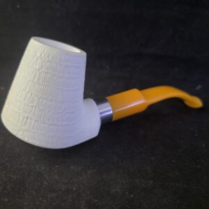 Rusticated Classic model Turkish Meerschaum Pipe with Acrylic Stem