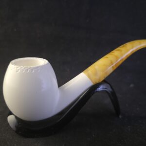 Smooth Apple Turkish Meerschaum Pipe – Lightweight  Smoking Pipe with Acrylic Stem
