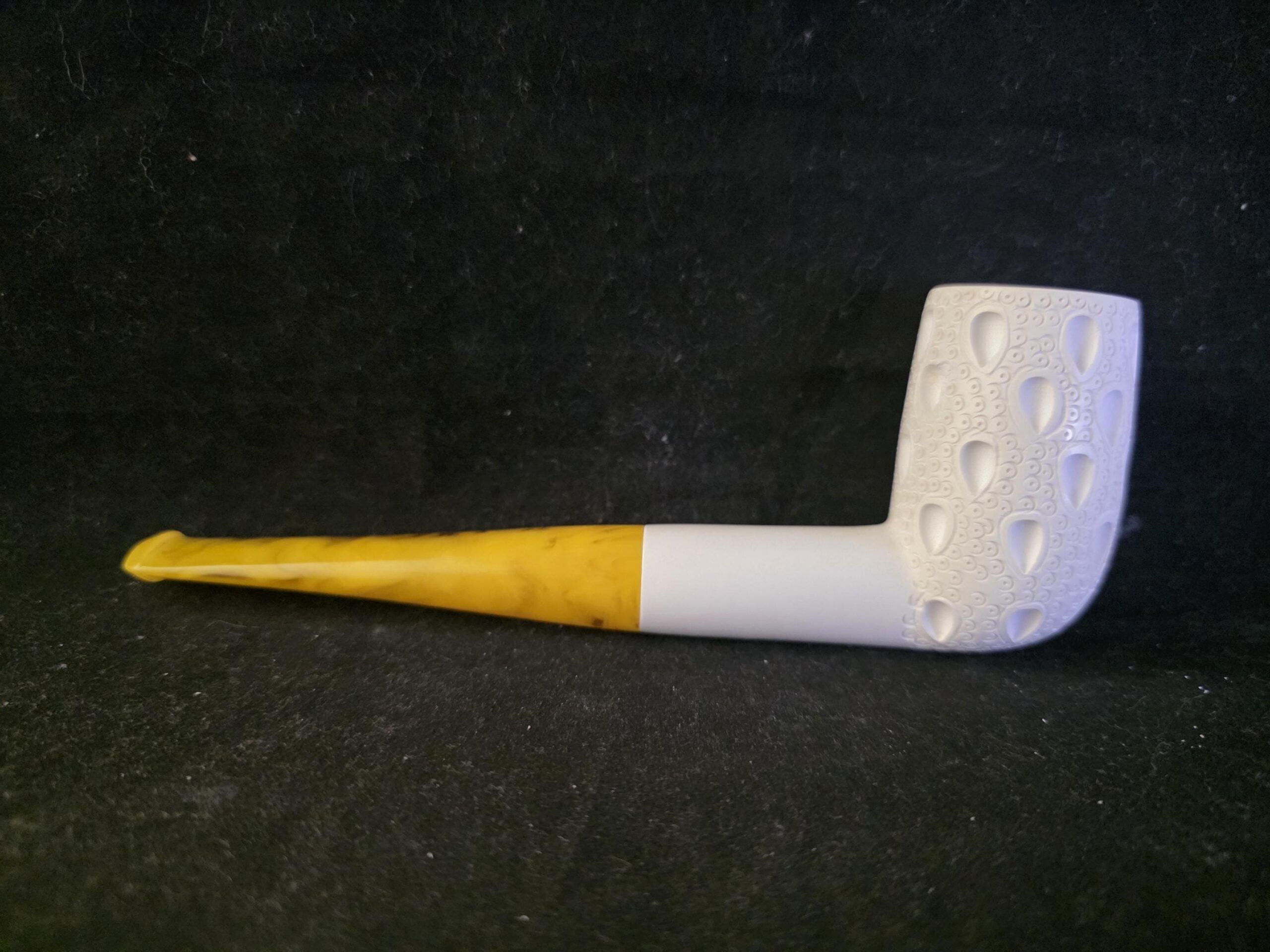 Hand Carved Turkish Meerschaum Almond Carved Billiard Pipe – Long Shank - Image 5