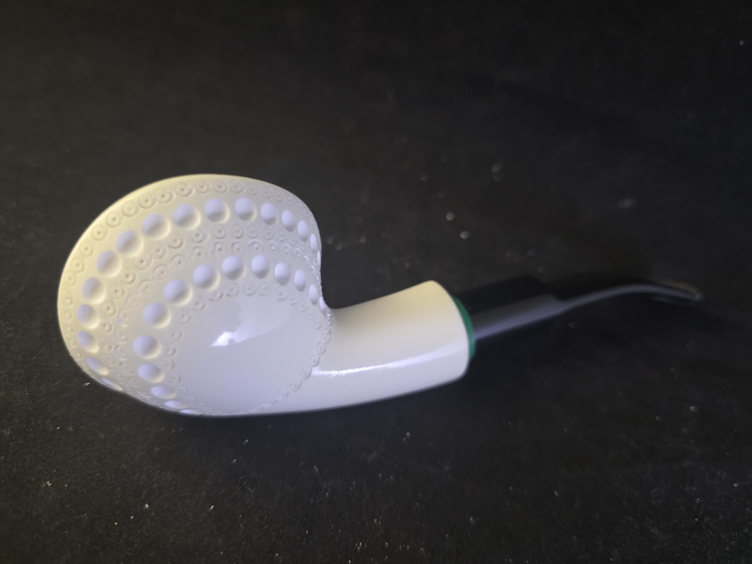 Hand Carved Turkish Meerschaum Half Apple Pipe – Free Style Unique Smoking Pipe with Acrylic Stem - Image 8