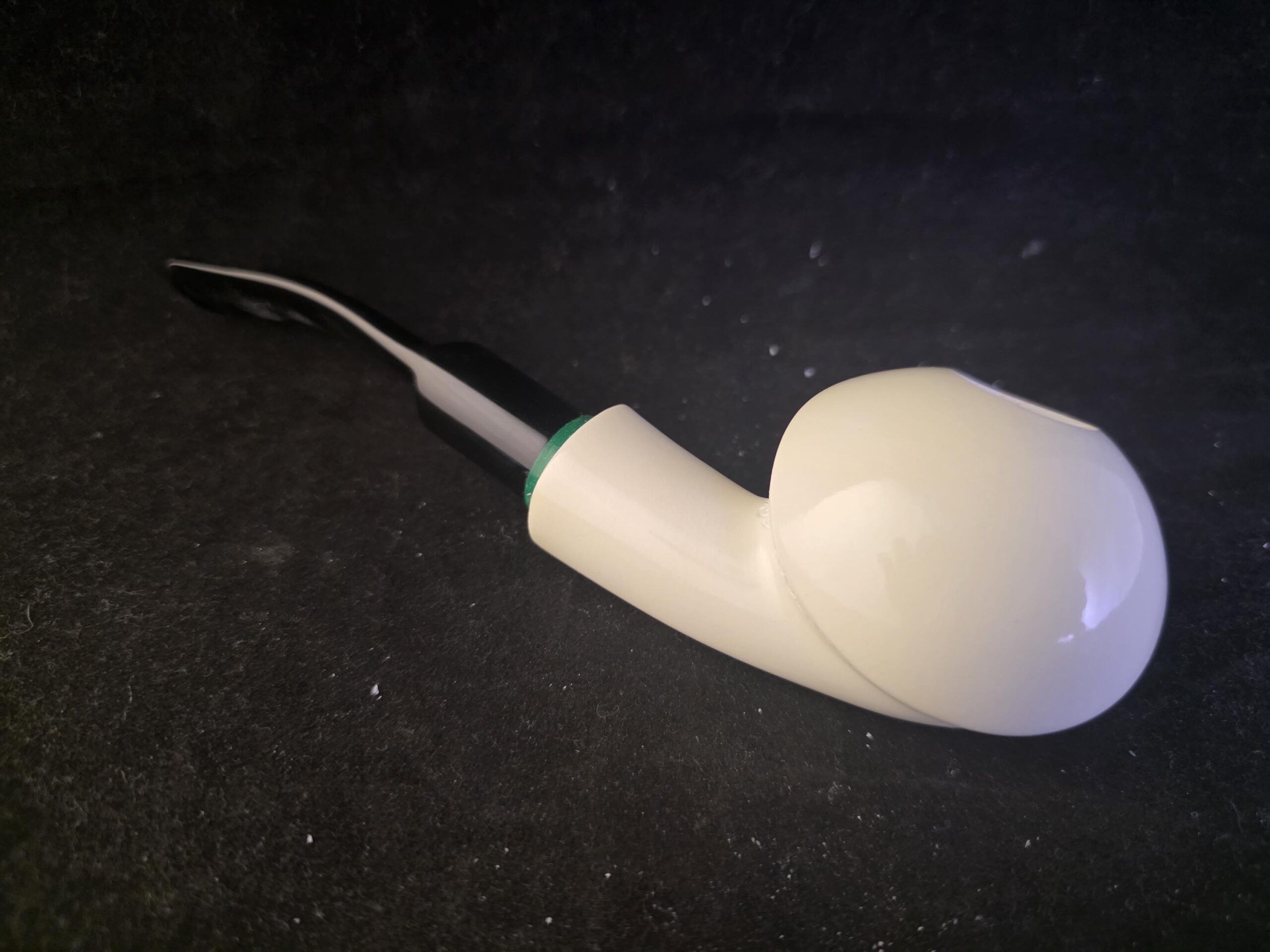 Hand Carved Turkish Meerschaum Half Apple Pipe – Free Style Unique Smoking Pipe with Acrylic Stem - Image 7