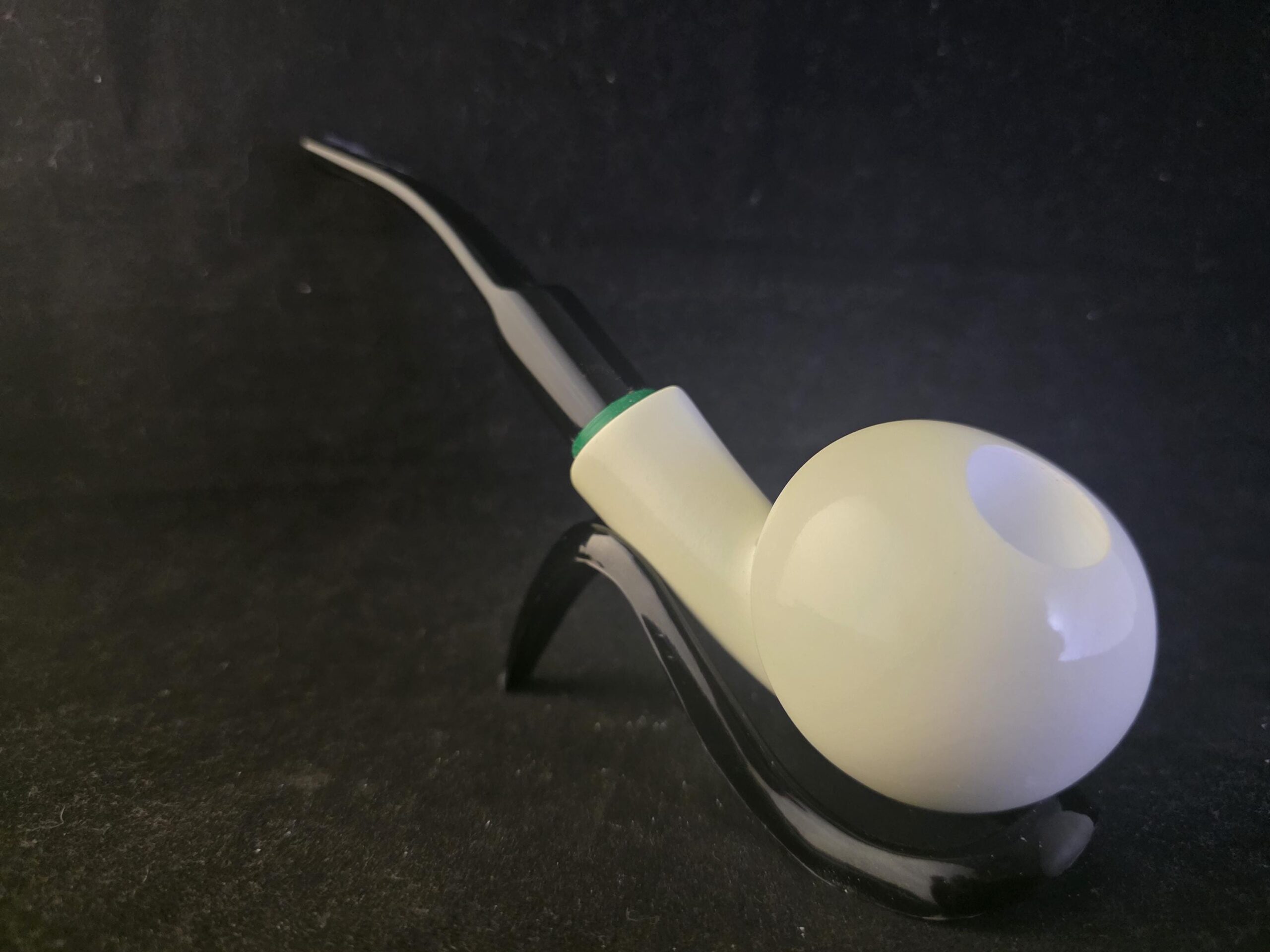 Hand Carved Turkish Meerschaum Half Apple Pipe – Free Style Unique Smoking Pipe with Acrylic Stem