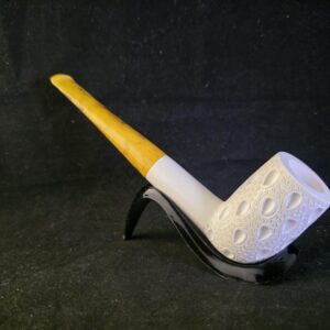 Hand Carved Turkish Meerschaum Almond Carved Billiard Pipe – Long Shank