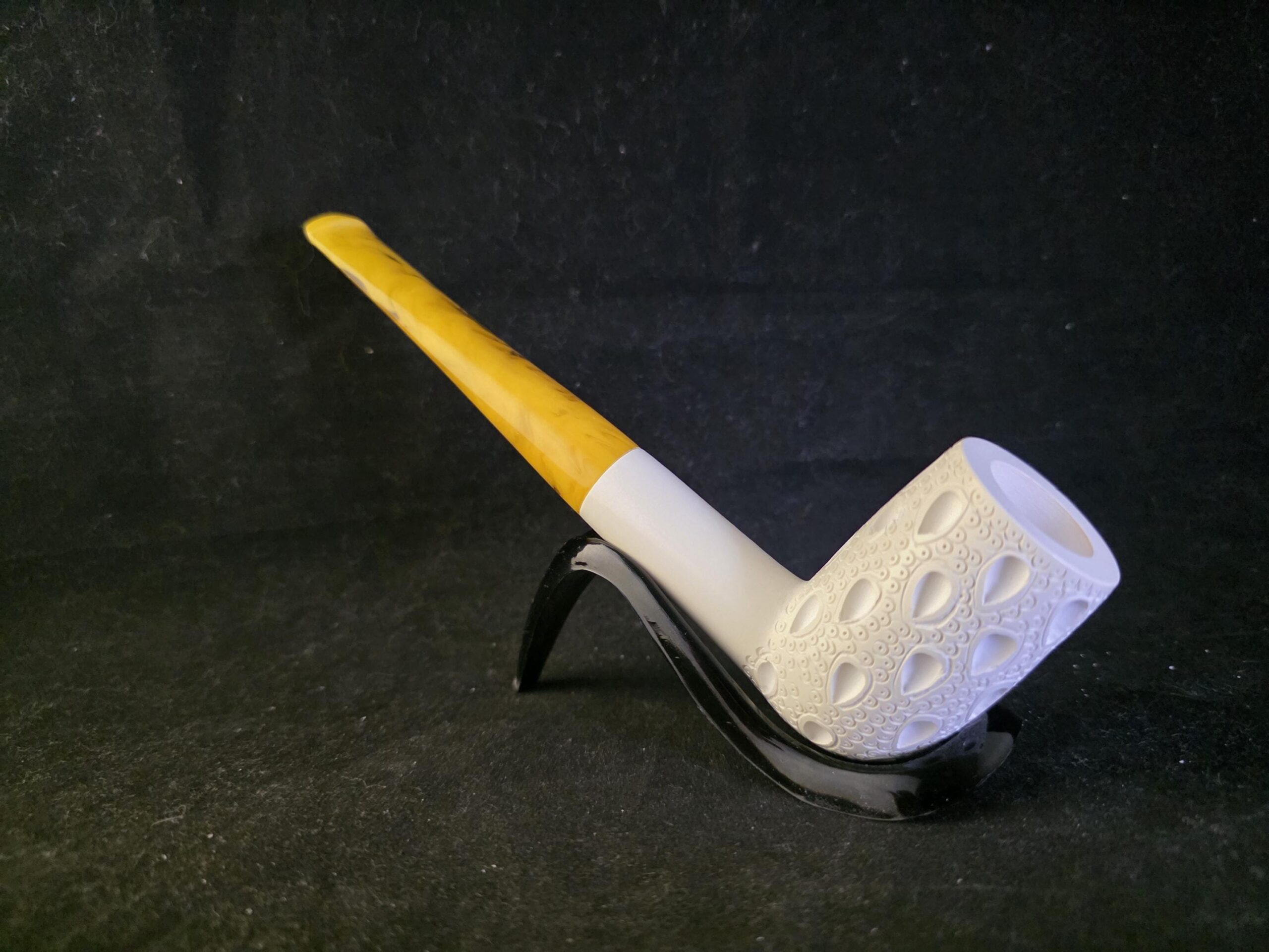 Hand Carved Turkish Meerschaum Almond Carved Billiard Pipe – Long Shank