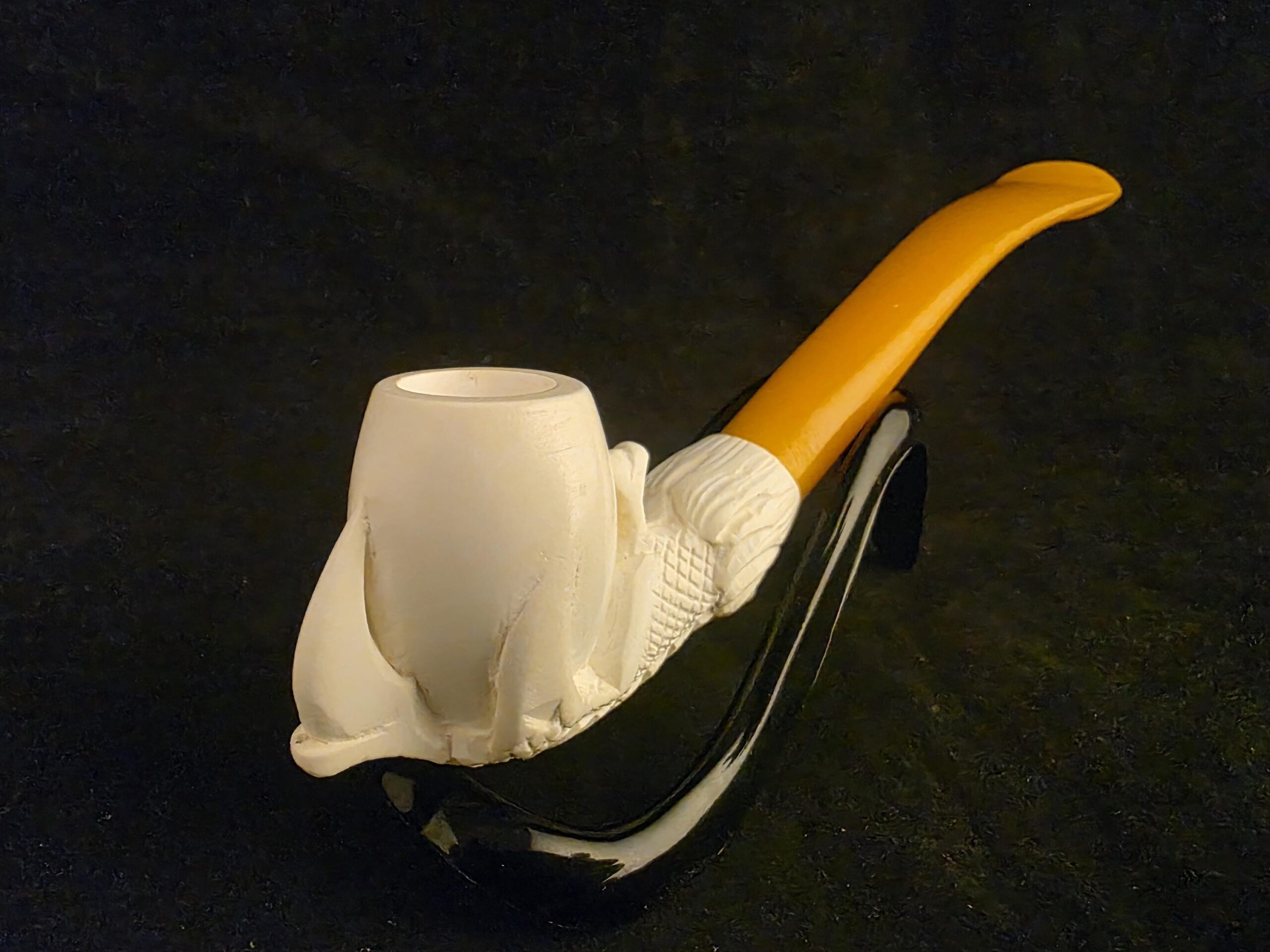 Smooth Eagle Claw Meerschaum Pipe with Acrylic Stem, Budget Friendly Pİpe - Image 2