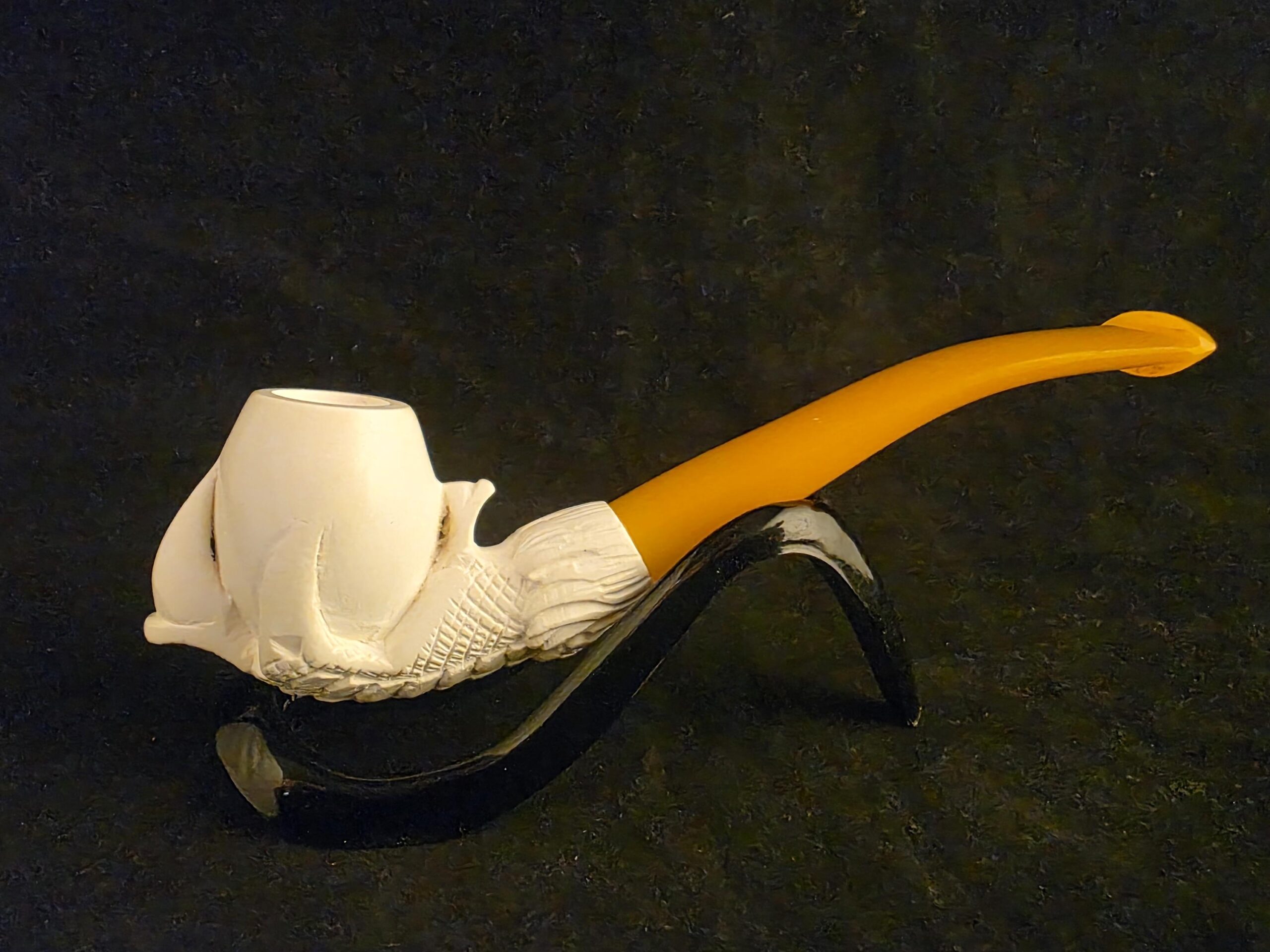 Smooth Eagle Claw Meerschaum Pipe with Acrylic Stem, Budget Friendly Pİpe - Image 6
