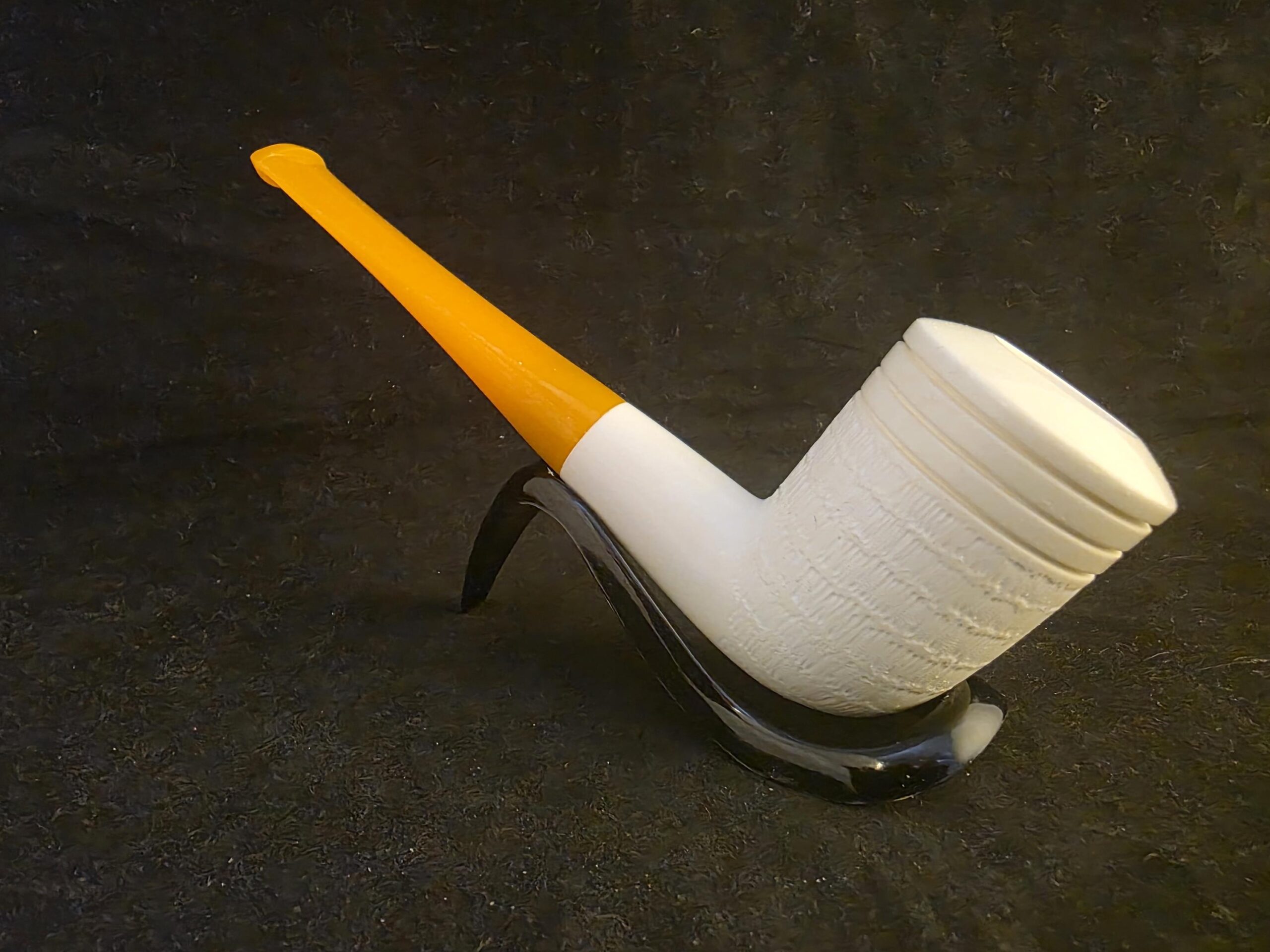 Special Half Rustic Half Smooth English Style Meerschaum Pipe with Acrylic Stem, Hand Carved Pipe - Image 4
