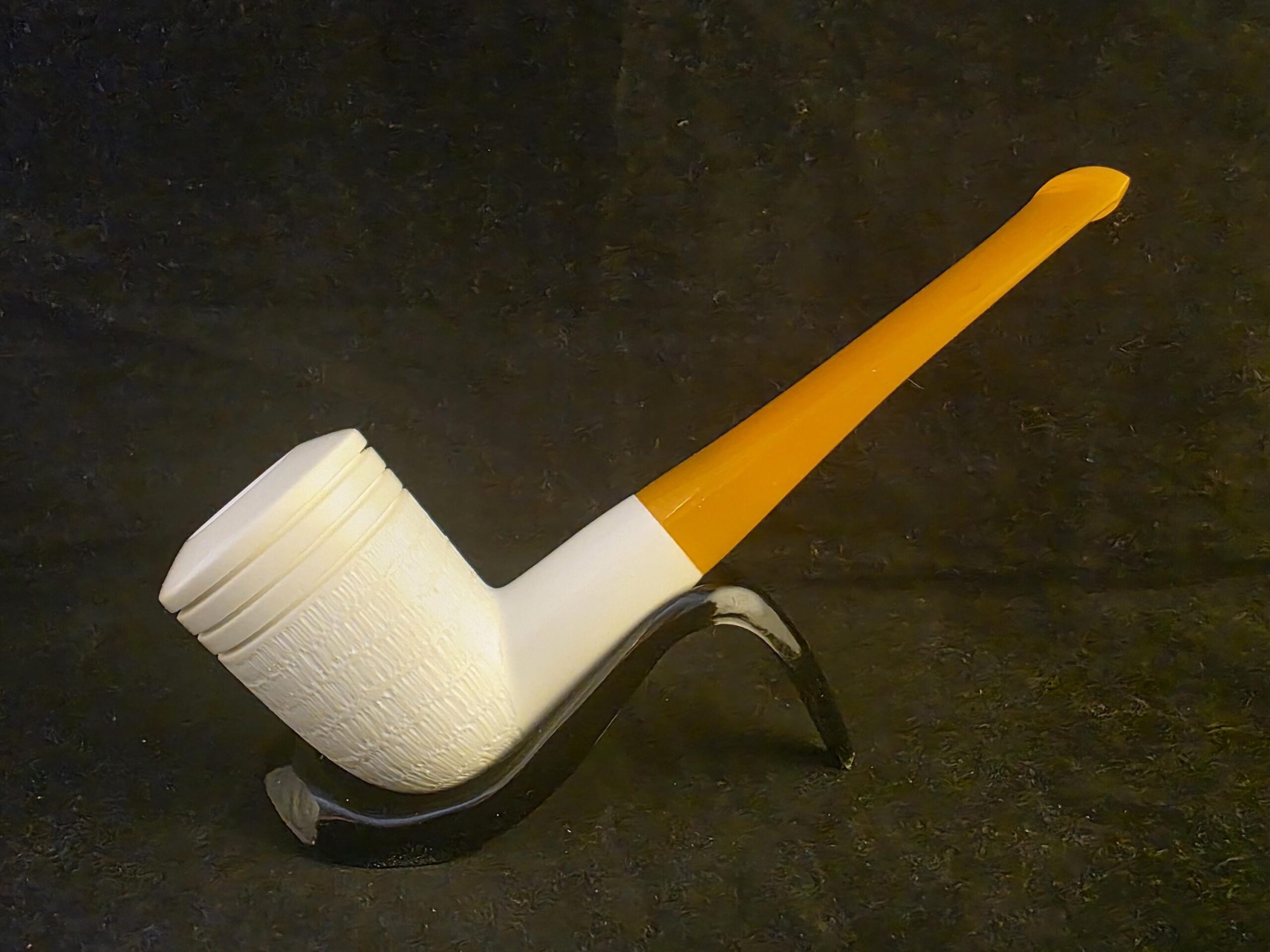 Special Half Rustic Half Smooth English Style Meerschaum Pipe with Acrylic Stem, Hand Carved Pipe - Image 6