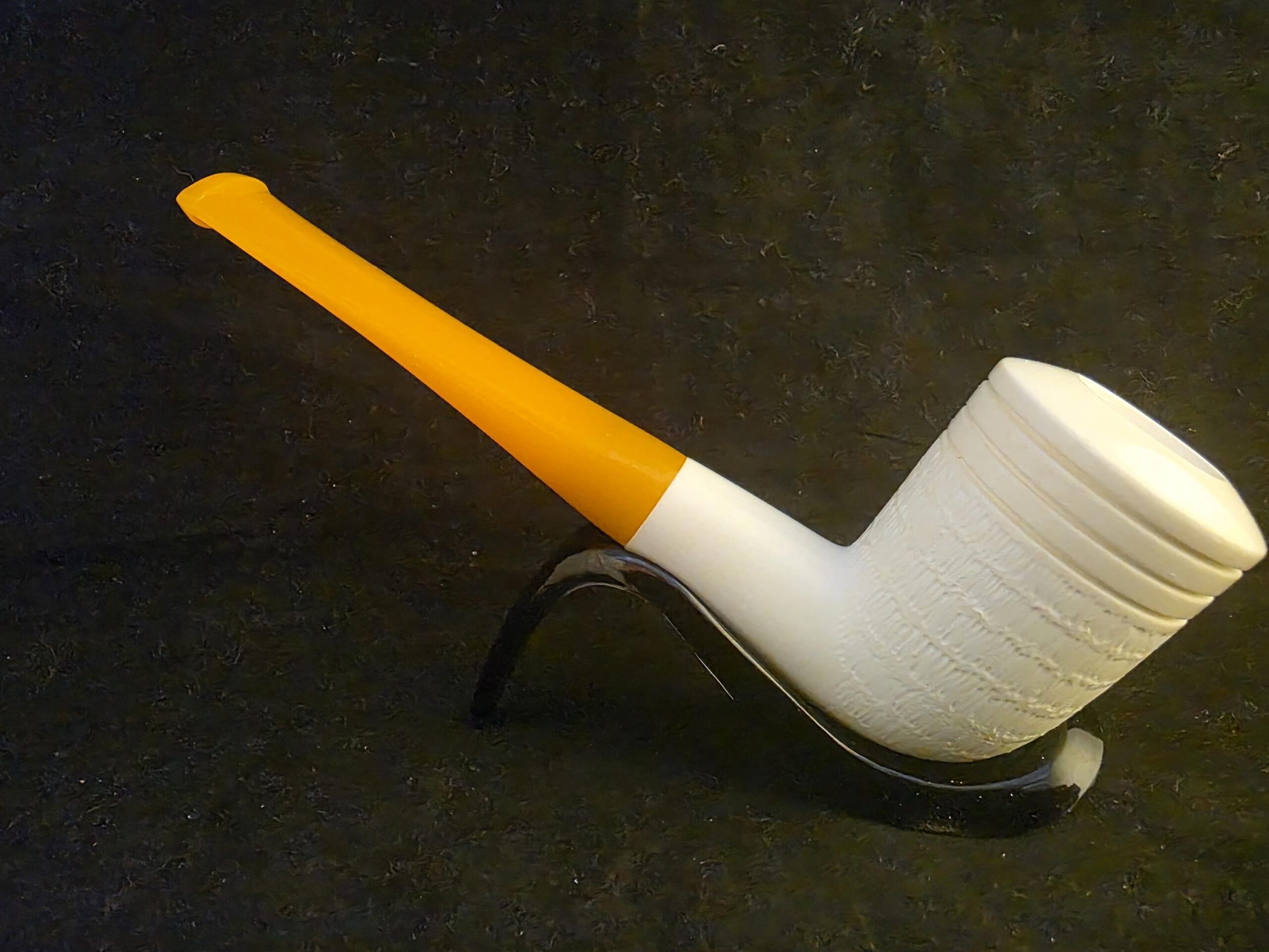 Special Half Rustic Half Smooth English Style Meerschaum Pipe with Acrylic Stem, Hand Carved Pipe - Image 10
