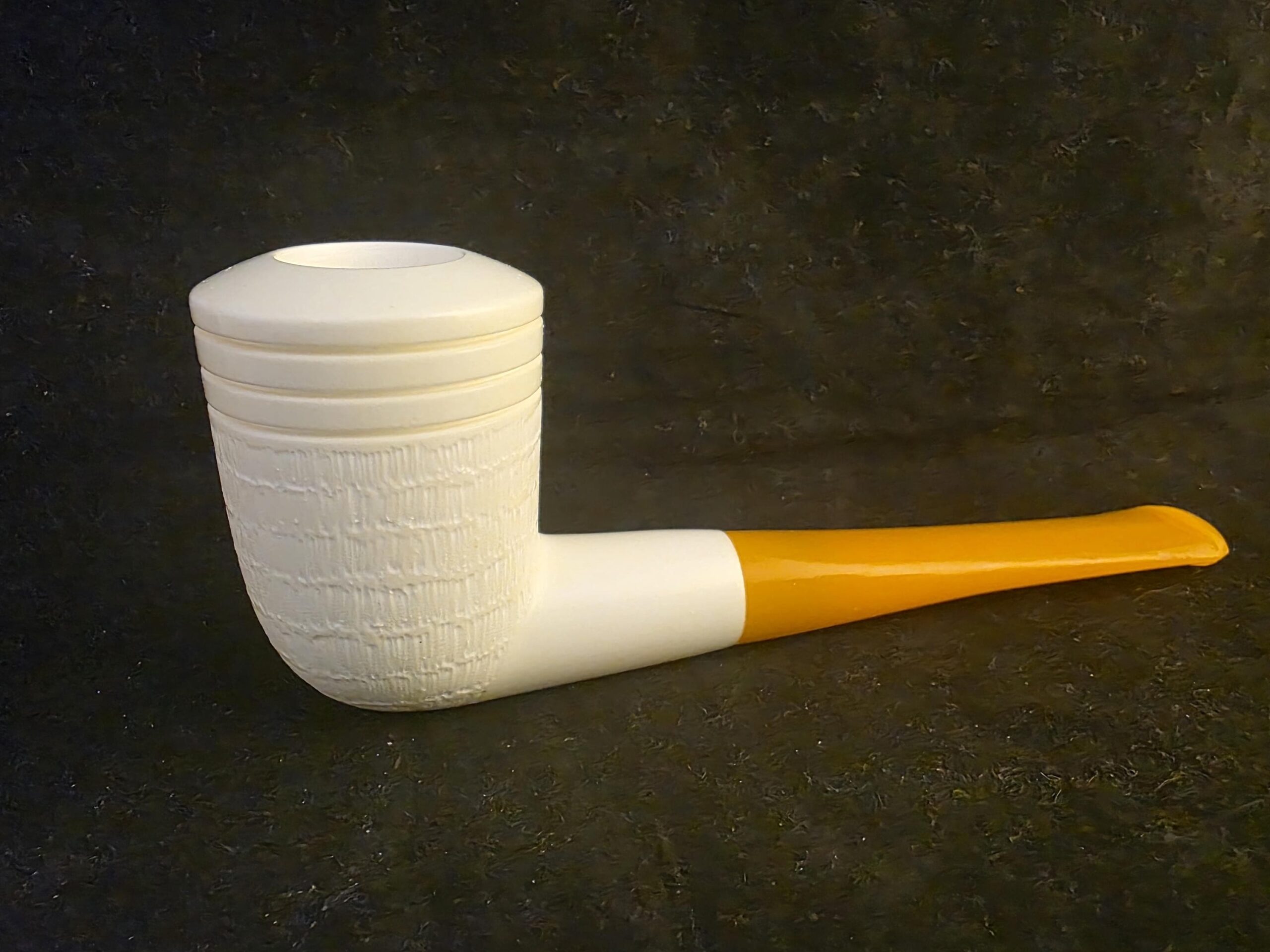 Special Half Rustic Half Smooth English Style Meerschaum Pipe with Acrylic Stem, Hand Carved Pipe - Image 2
