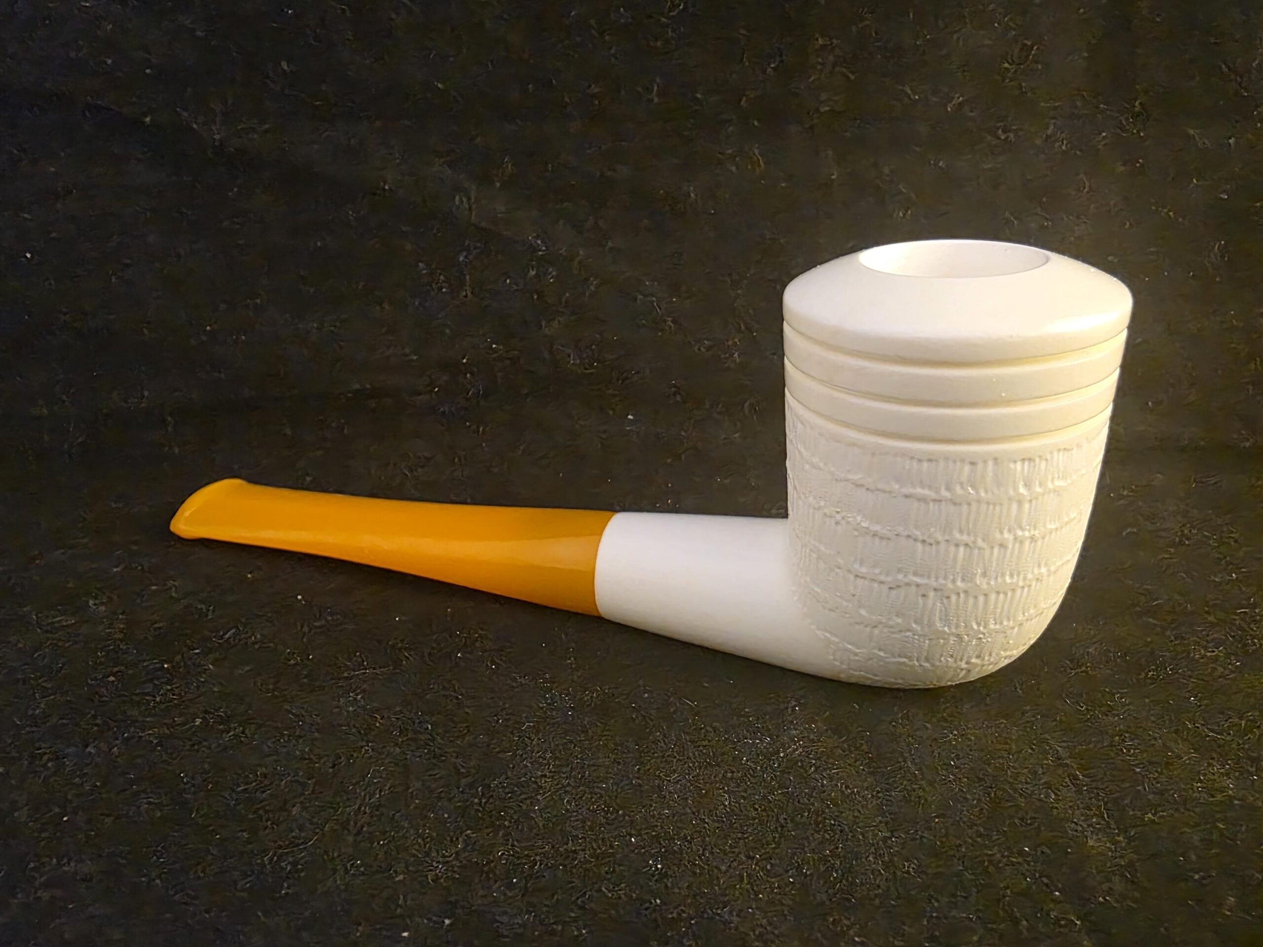 Special Half Rustic Half Smooth English Style Meerschaum Pipe with Acrylic Stem, Hand Carved Pipe - Image 3