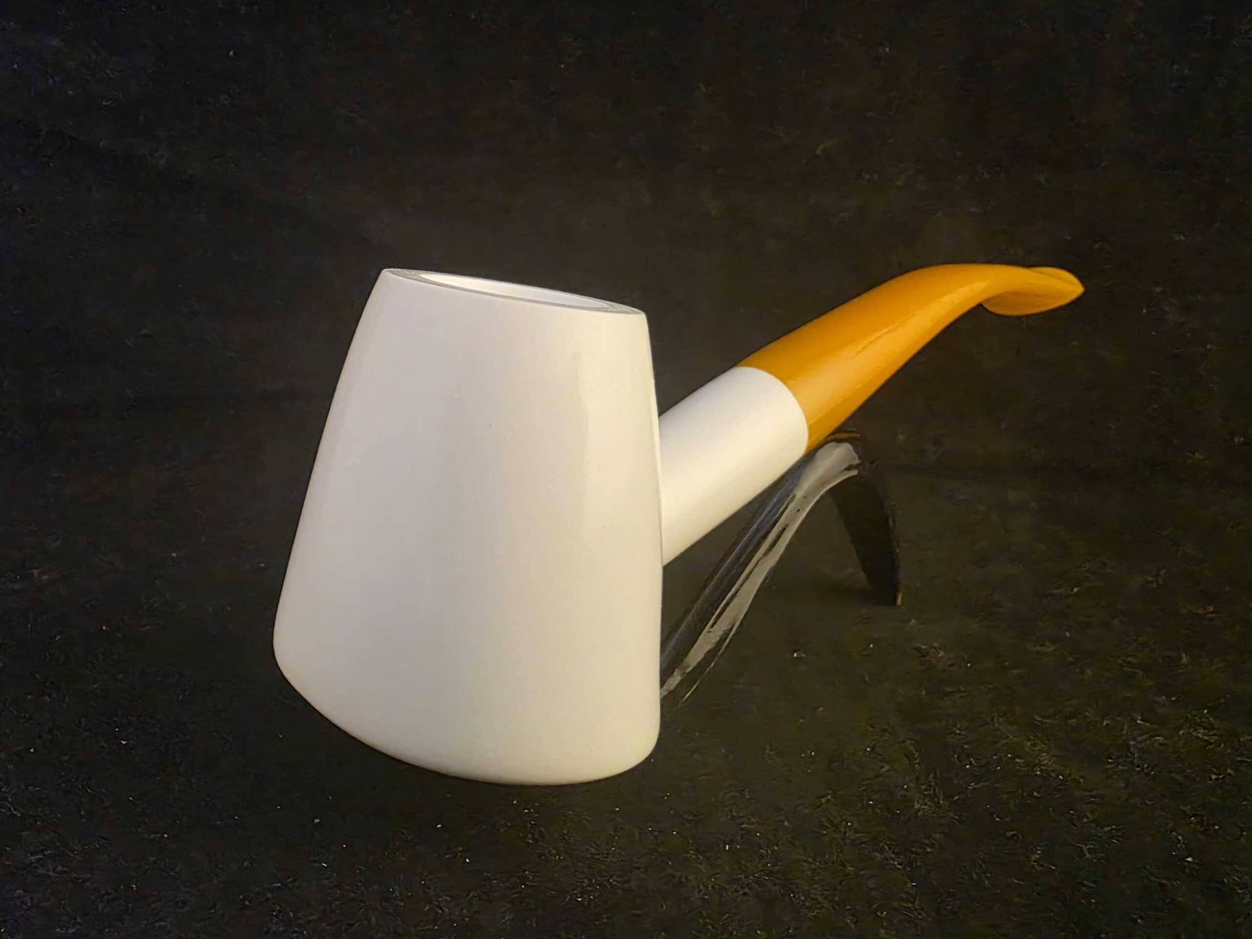 Vulcanite Smooth Design Meerschaum Pipe with Acrylic Stem, Hand Carved Pipe - Image 7