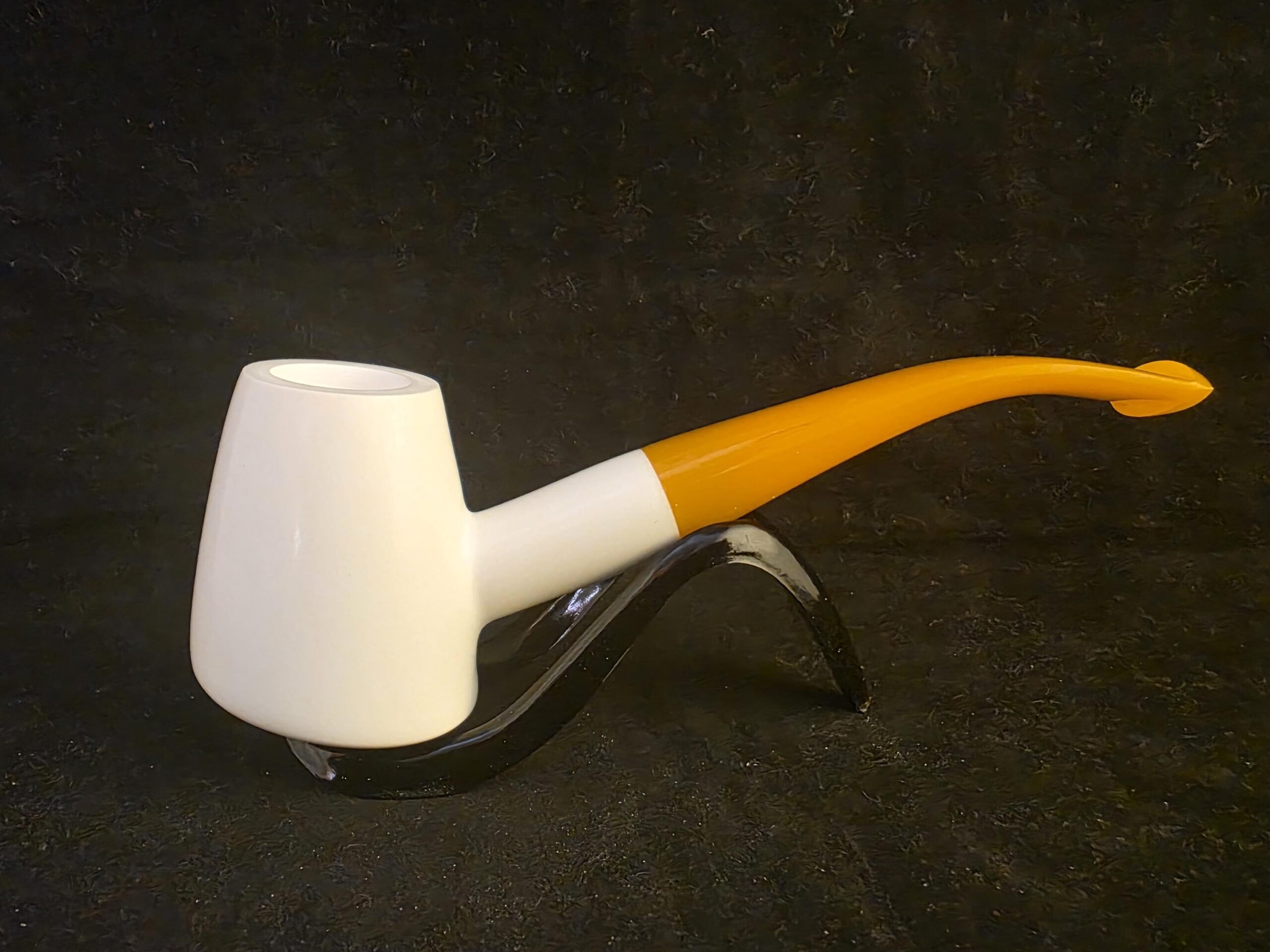 Vulcanite Smooth Design Meerschaum Pipe with Acrylic Stem, Hand Carved Pipe - Image 5