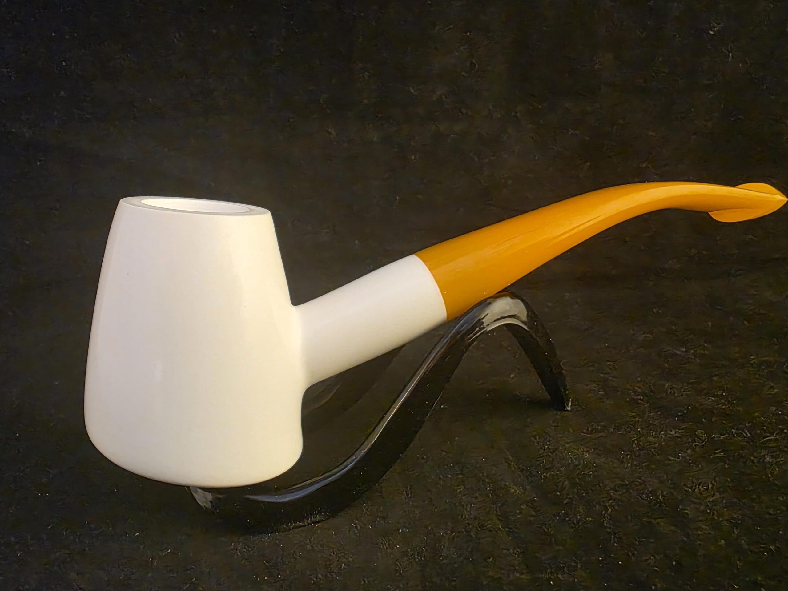Vulcanite Smooth Design Meerschaum Pipe with Acrylic Stem, Hand Carved Pipe - Image 6