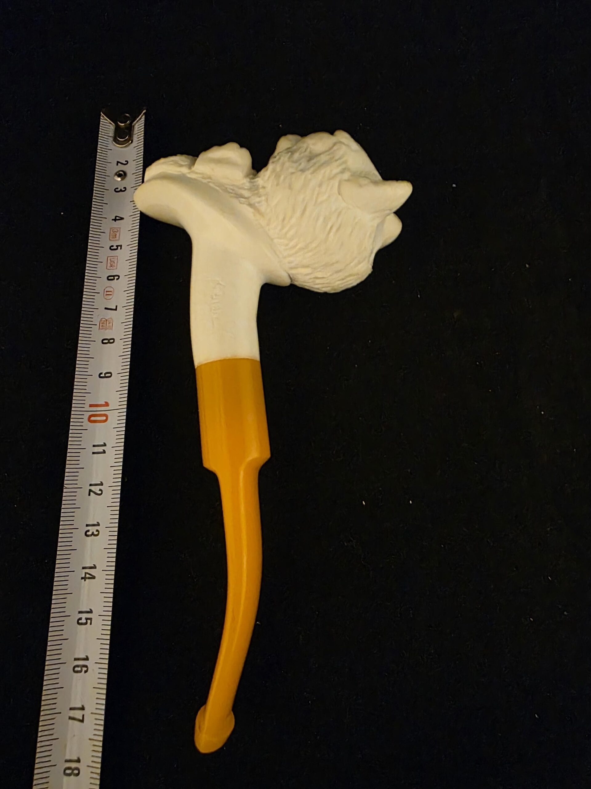 Hand-Carved Cat with Bow Tie Block Meerschaum Pipe – Acrylic Stem - Image 9