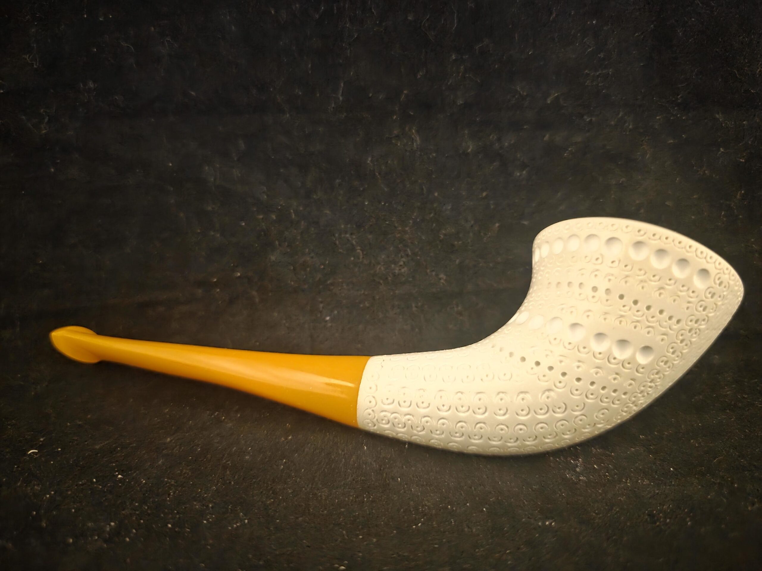 Depicted Horn Design Meerschaum Pipe – Acrylic Stem - Image 8