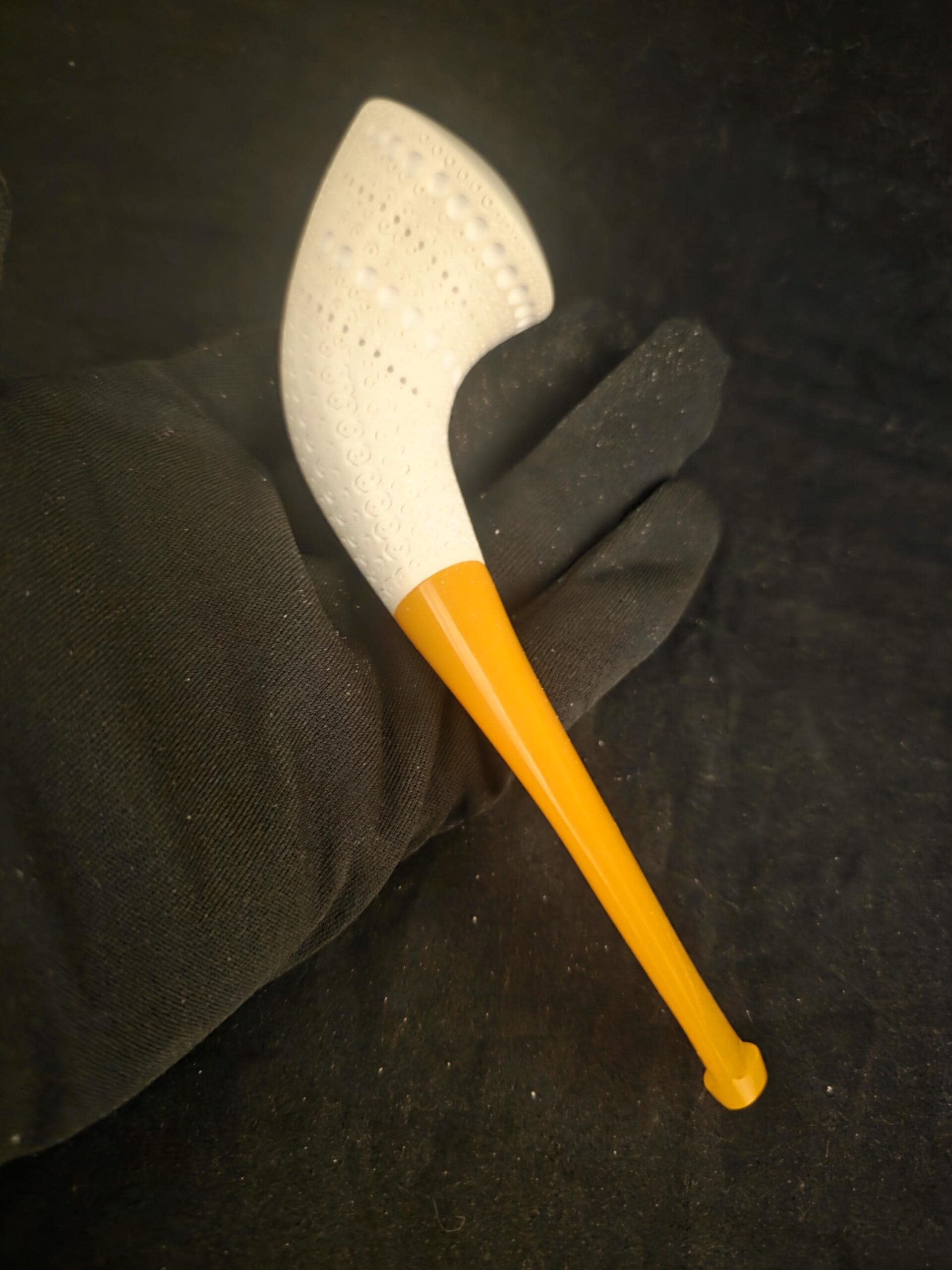 Depicted Horn Design Meerschaum Pipe – Acrylic Stem - Image 6