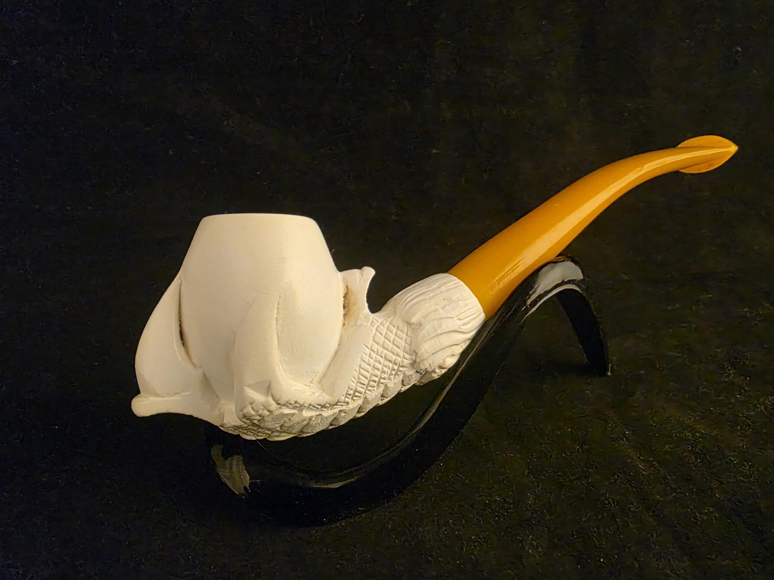 Smooth Eagle Claw Meerschaum Pipe with Acrylic Stem, Budget Friendly Pİpe - Image 4