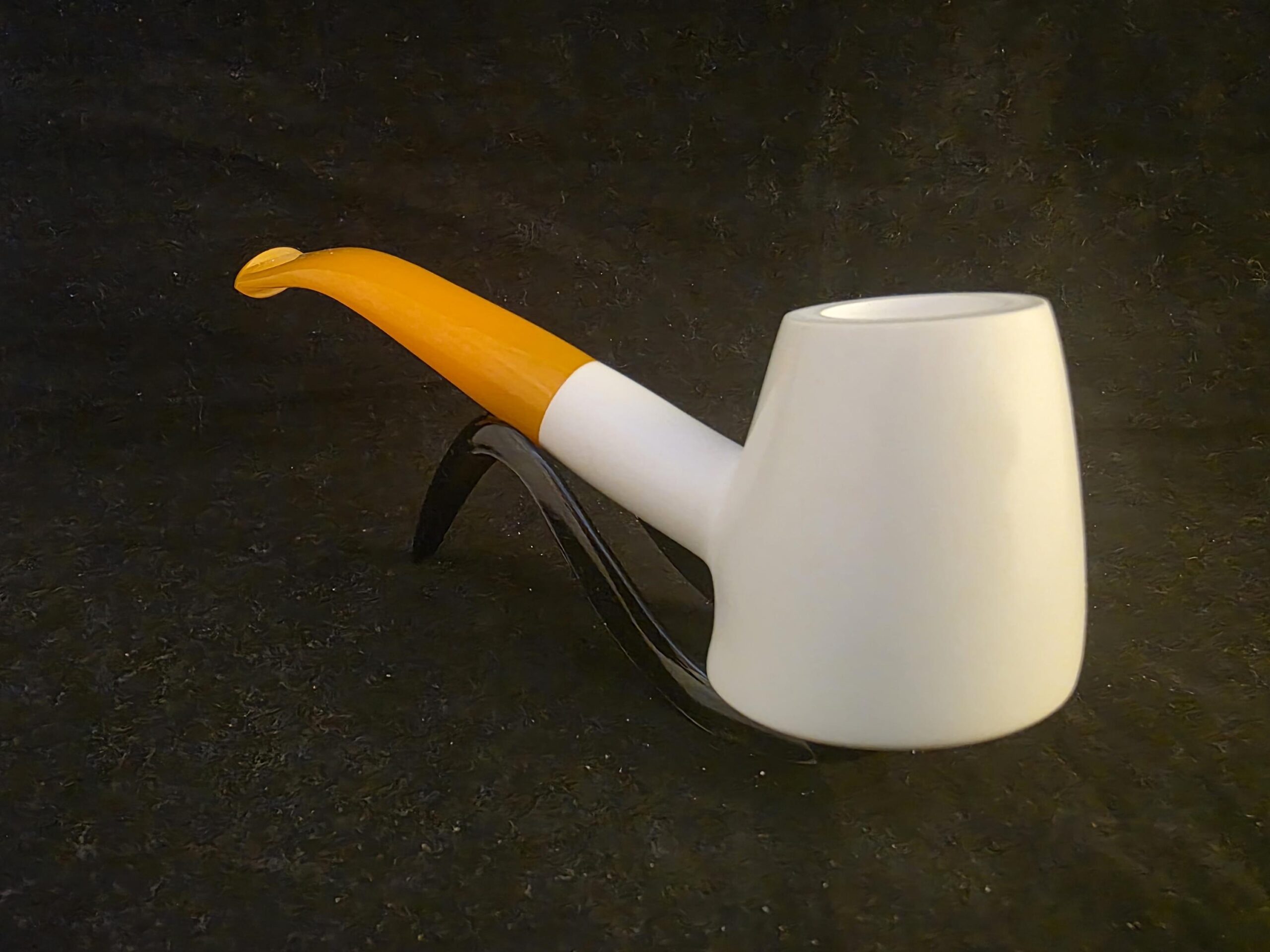 Vulcanite Smooth Design Meerschaum Pipe with Acrylic Stem, Hand Carved Pipe - Image 3