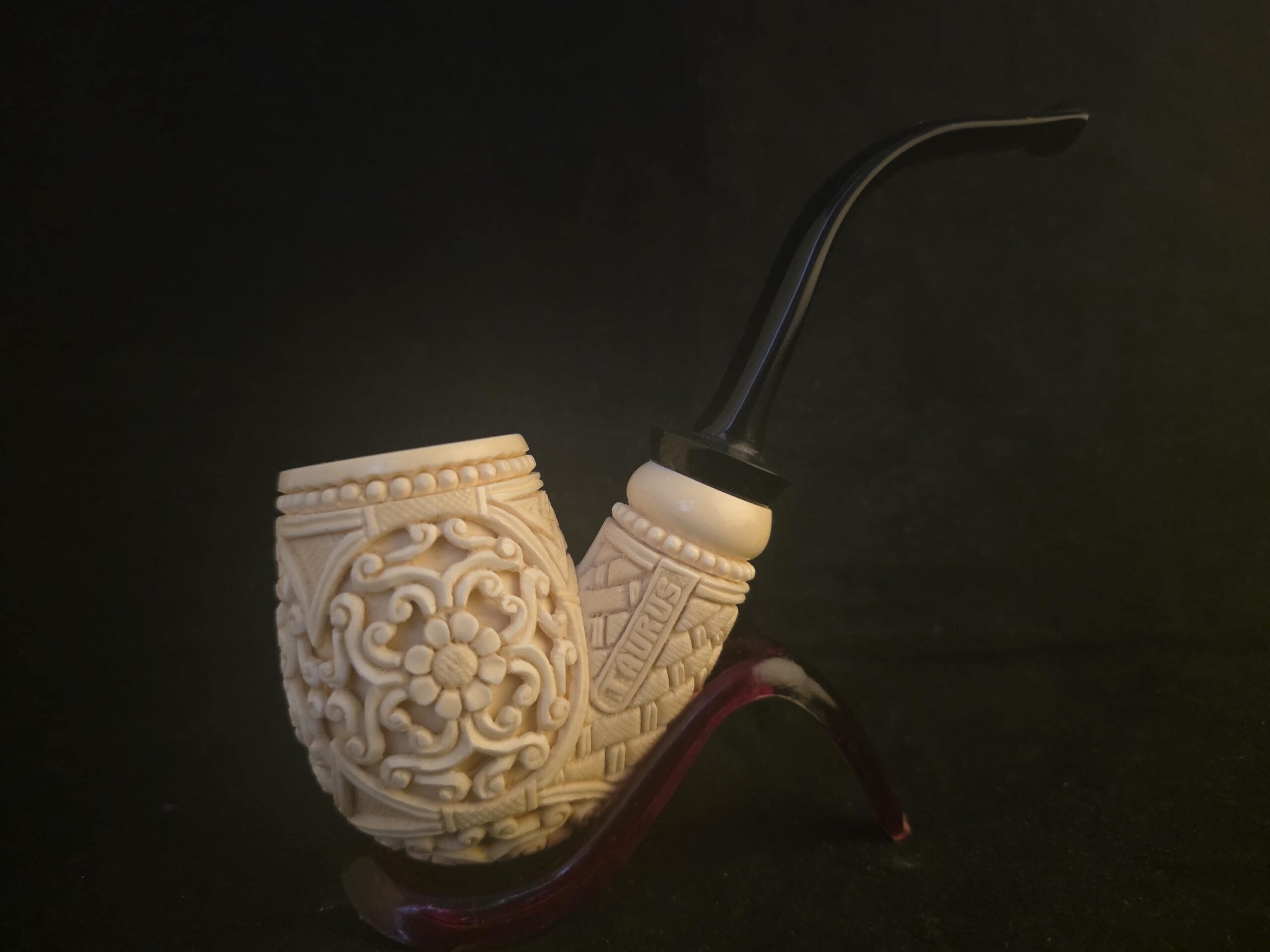 Ultra Rare Micro Relief Carved Meerschaum Pİpe,Block Meerschaum,With Acrylic Stem - Image 7