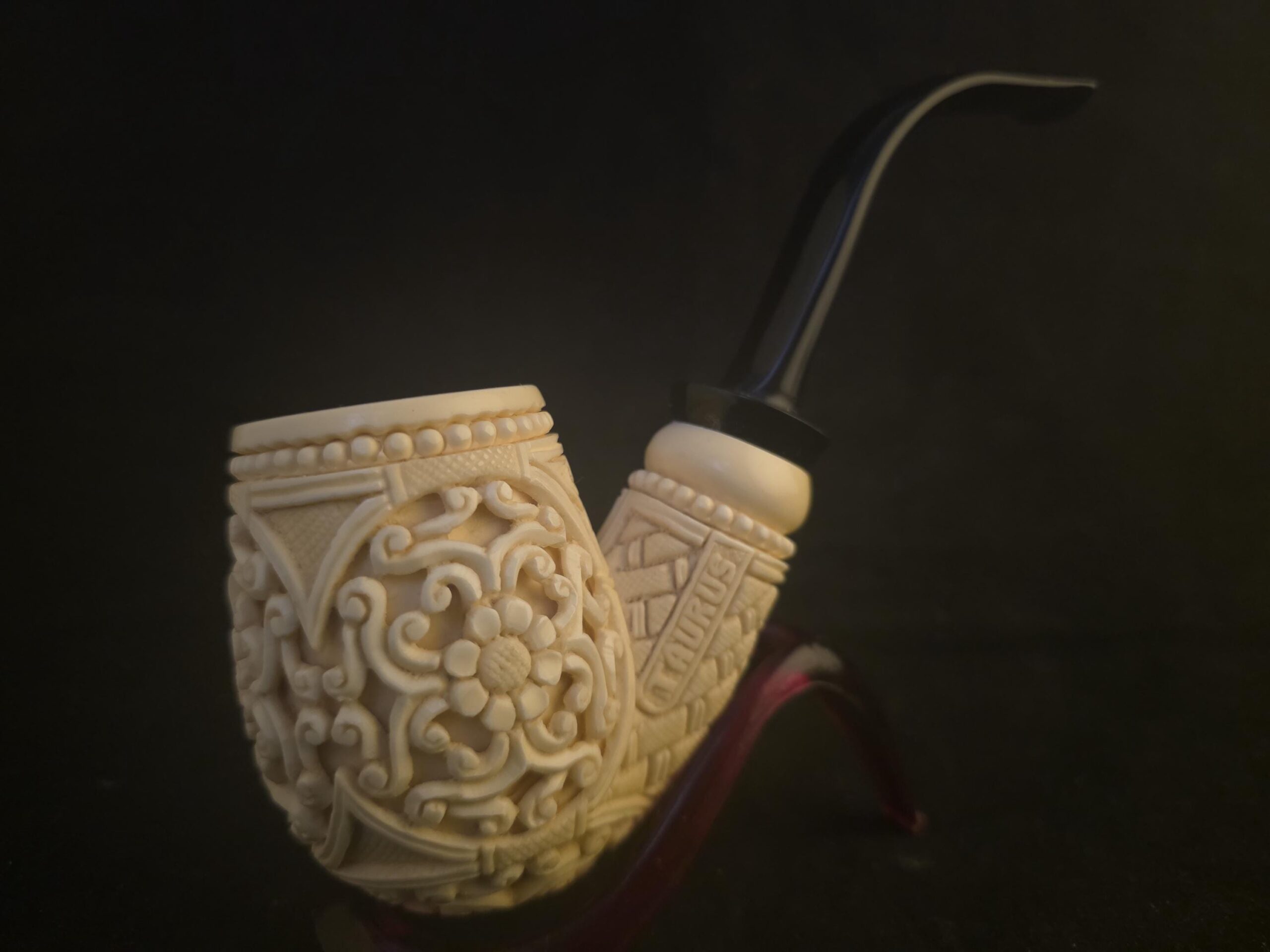 Ultra Rare Micro Relief Carved Meerschaum Pİpe,Block Meerschaum,With Acrylic Stem - Image 6