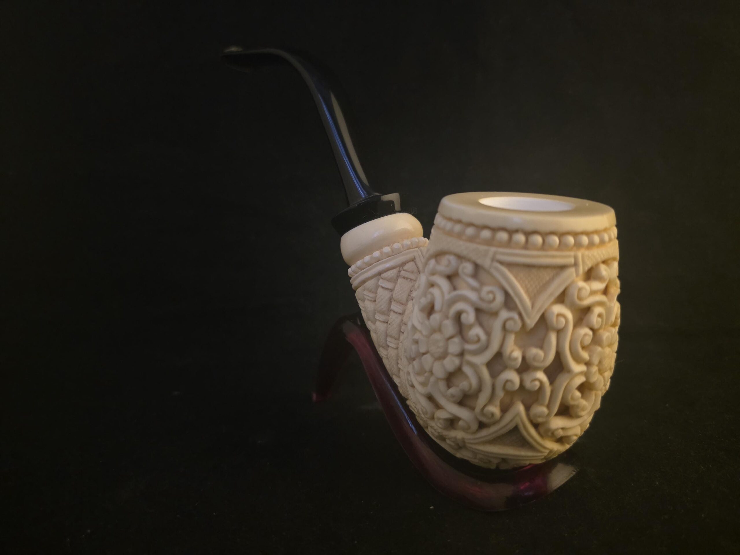 Ultra Rare Micro Relief Carved Meerschaum Pİpe,Block Meerschaum,With Acrylic Stem - Image 8