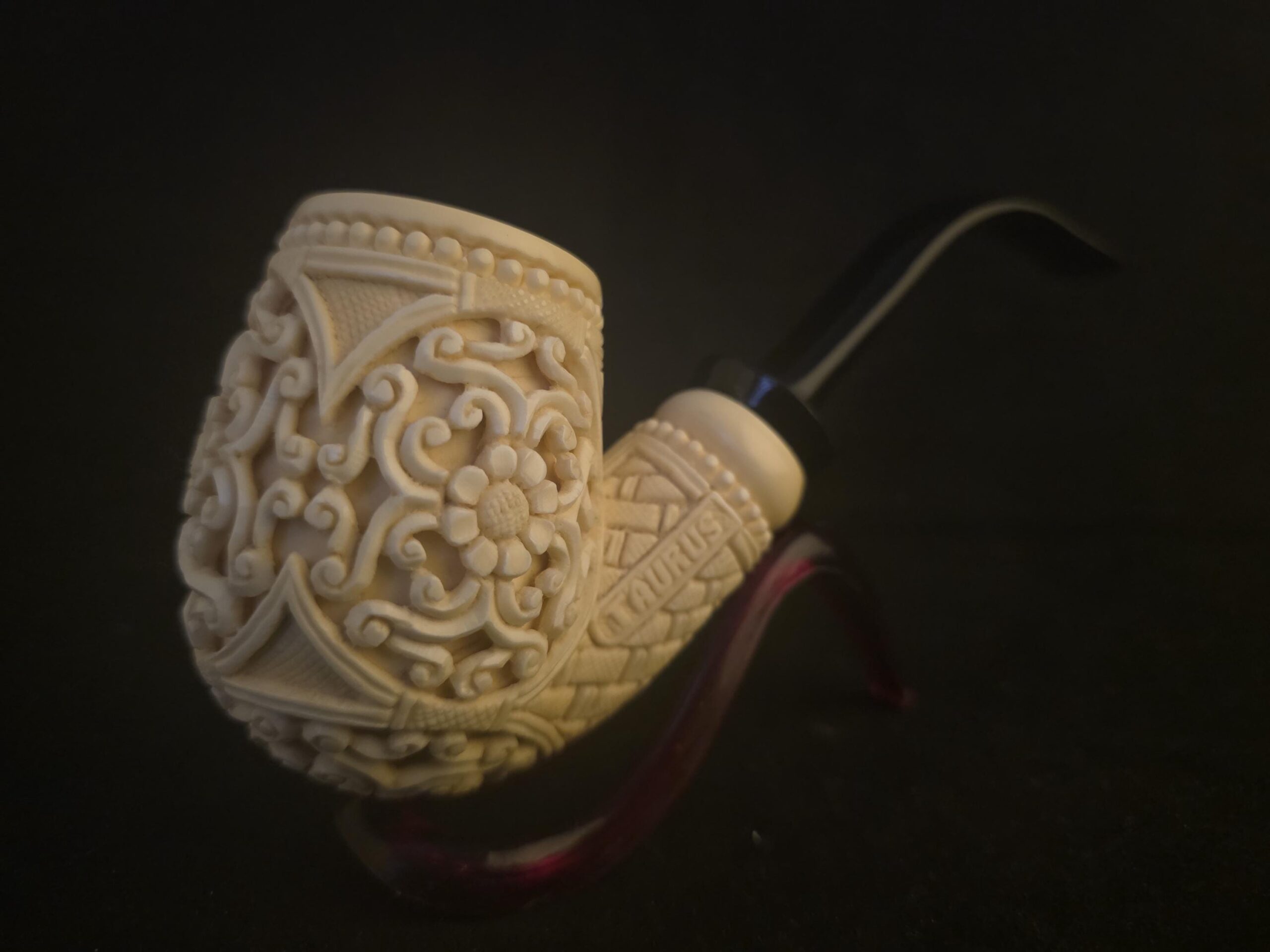 Ultra Rare Micro Relief Carved Meerschaum Pİpe,Block Meerschaum,With Acrylic Stem - Image 9