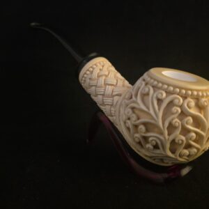 Ultra Rare Micro Relief Carved Meerschaum Pİpe,Block Meerschaum,With Acrylic Stem
