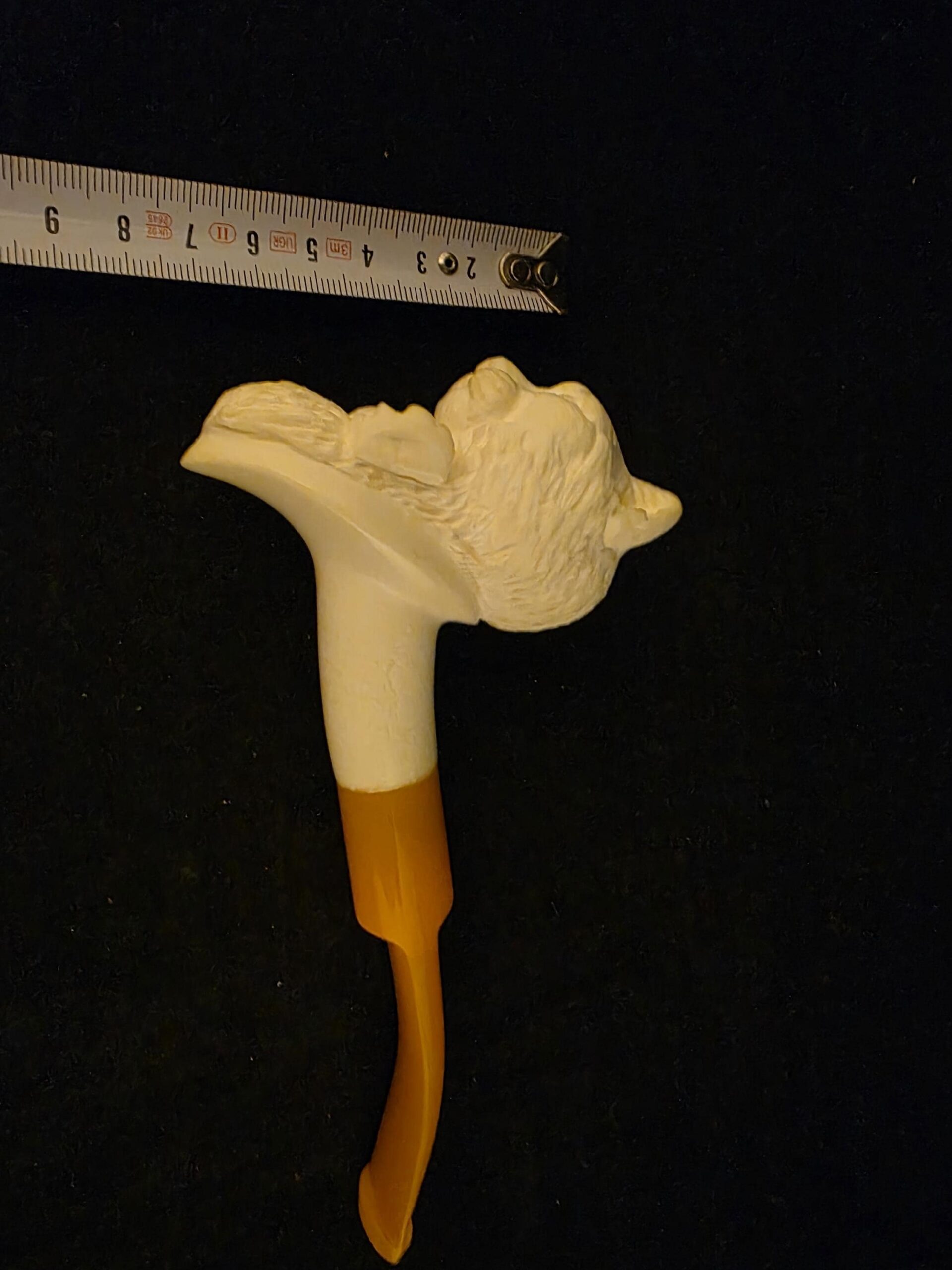 Hand-Carved Cat with Bow Tie Block Meerschaum Pipe – Acrylic Stem - Image 10