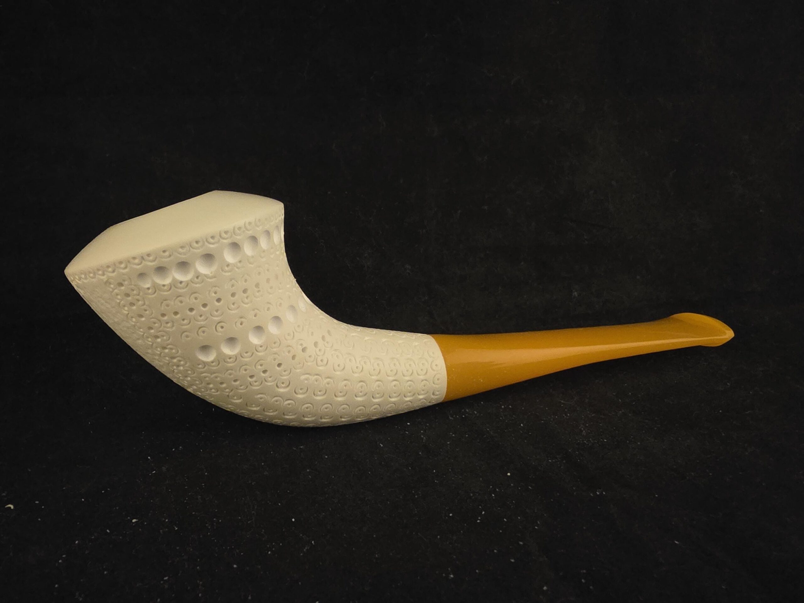 Depicted Horn Design Meerschaum Pipe – Acrylic Stem - Image 2
