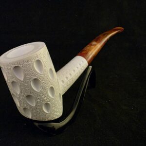 Hand-Carved Poker Meerschaum Pipe – Raindrop Carving – Block Meerschaum
