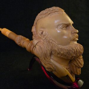 Ragnar Lothbrok Viking King Hand Carved Block Meerschaum Pipe Museum Grade Collectible