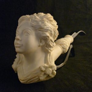 Agarta Viking Warrior Queen Meerschaum Pipe, Ragnar Lothbrok Wife Block Meerschaum Hand Carved Museum Quality Large Pipe Acrylic Stem