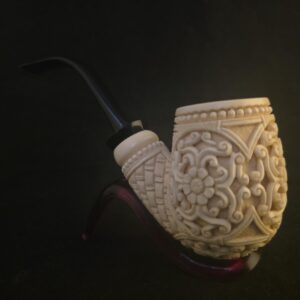 Ultra Rare Micro Relief Carved Meerschaum Pİpe,Block Meerschaum,With Acrylic Stem