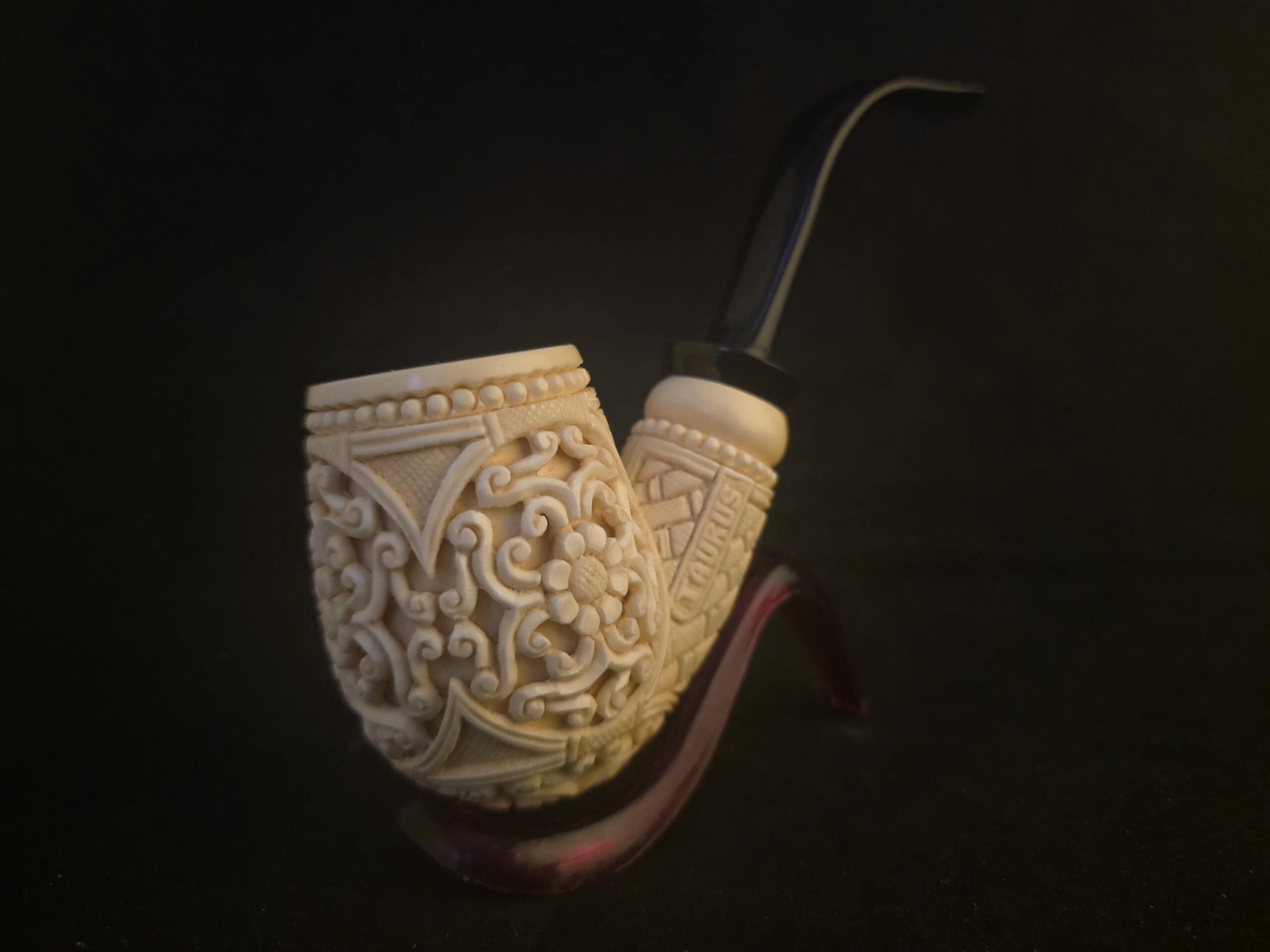 Ultra Rare Micro Relief Carved Meerschaum Pİpe,Block Meerschaum,With Acrylic Stem - Image 5