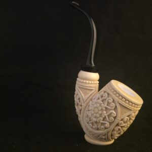 Ultra Rare Micro Relief Carved Meerschaum Pİpe,Block Meerschaum,With Acrylic Stem