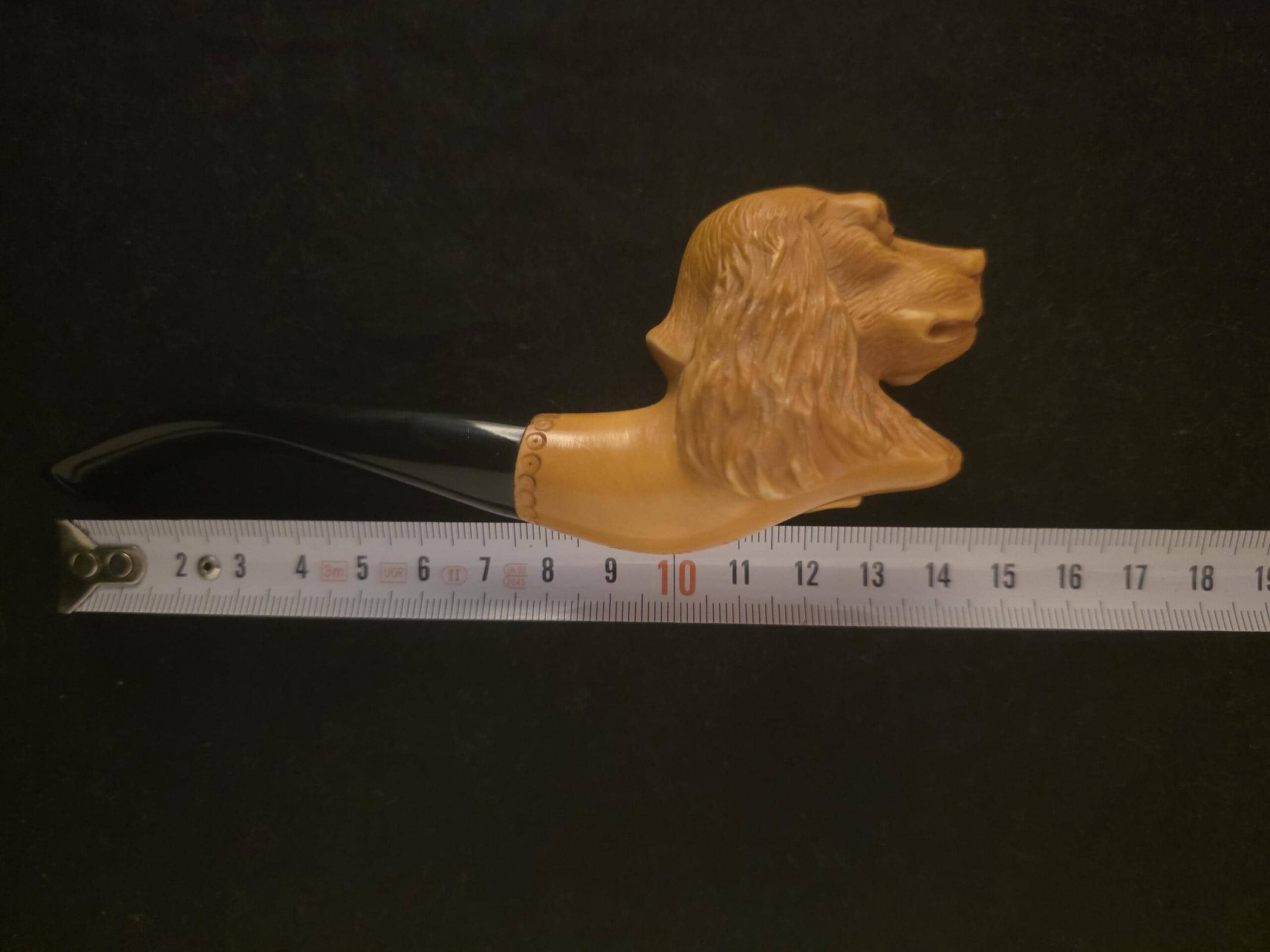 Hand-Carved Dog Figure Block Meerschaum Pipe with fitted case and Acrylic Stem – Signed Artist Piece - Image 7