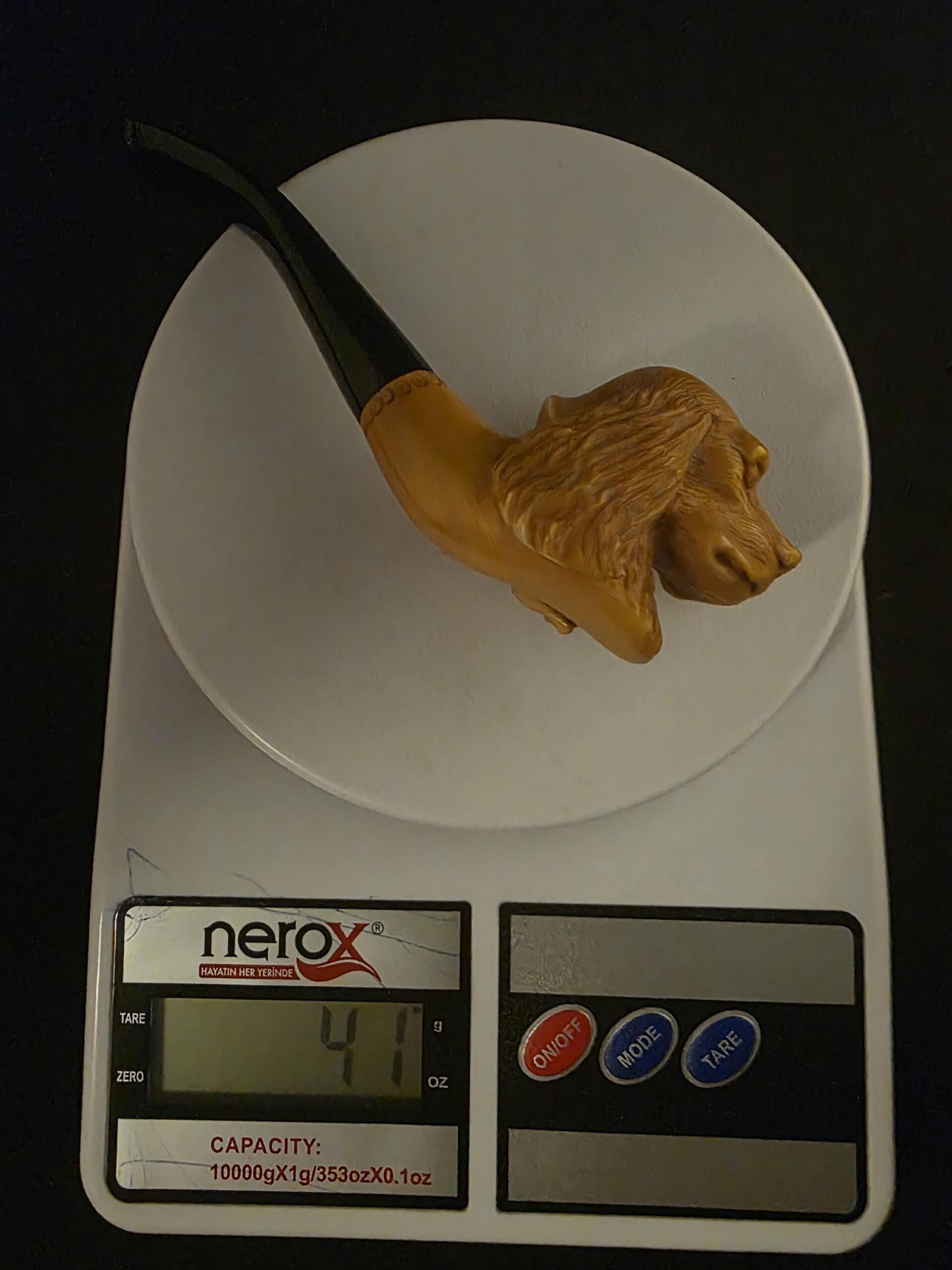 Hand-Carved Dog Figure Block Meerschaum Pipe with fitted case and Acrylic Stem – Signed Artist Piece - Image 9