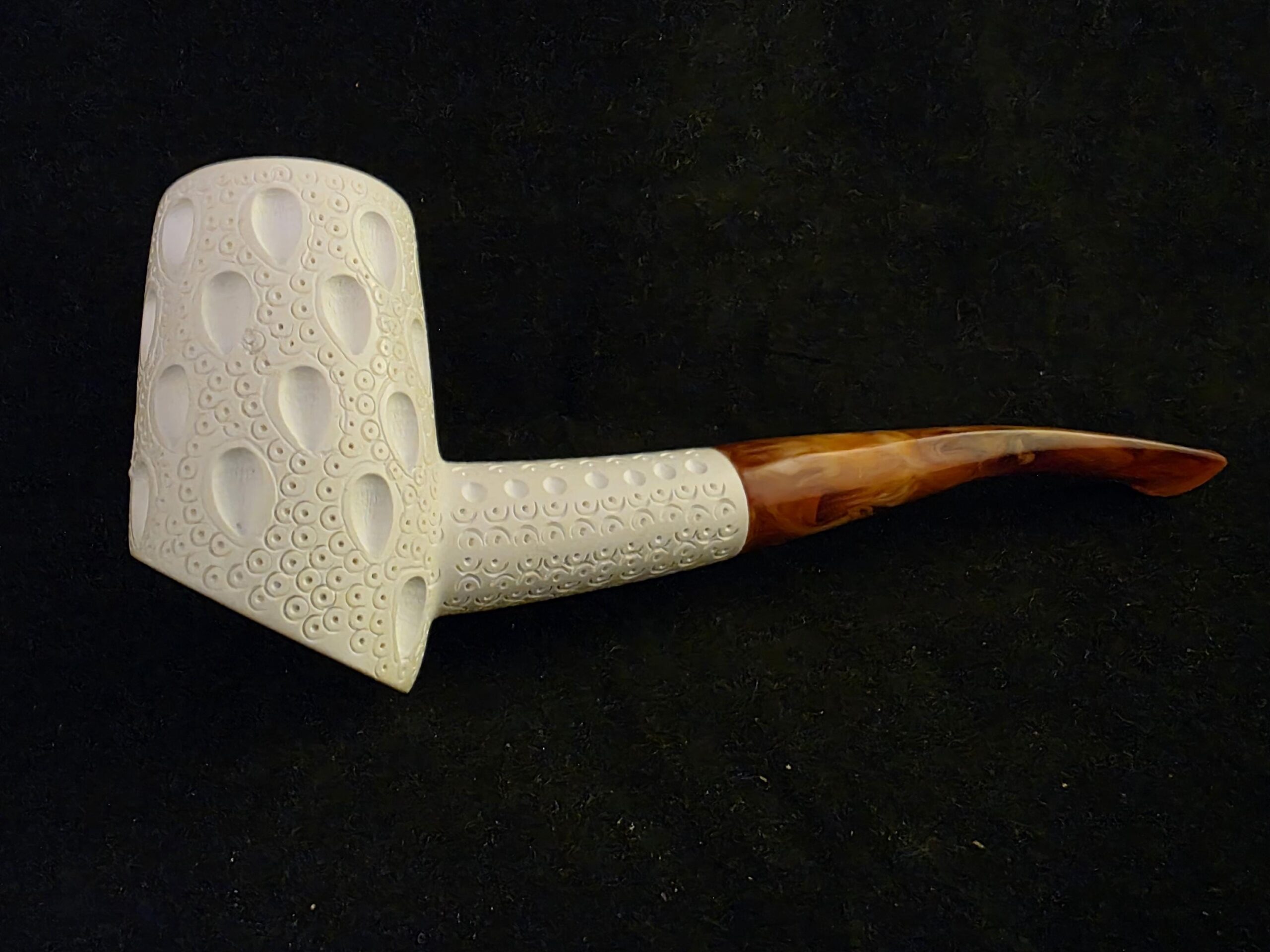 Hand-Carved Poker Meerschaum Pipe – Raindrop Carving – Block Meerschaum - Image 6