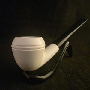 Classic Smooth English Bulldog Block Meerschaum Pipe with Black Acrylic Stem