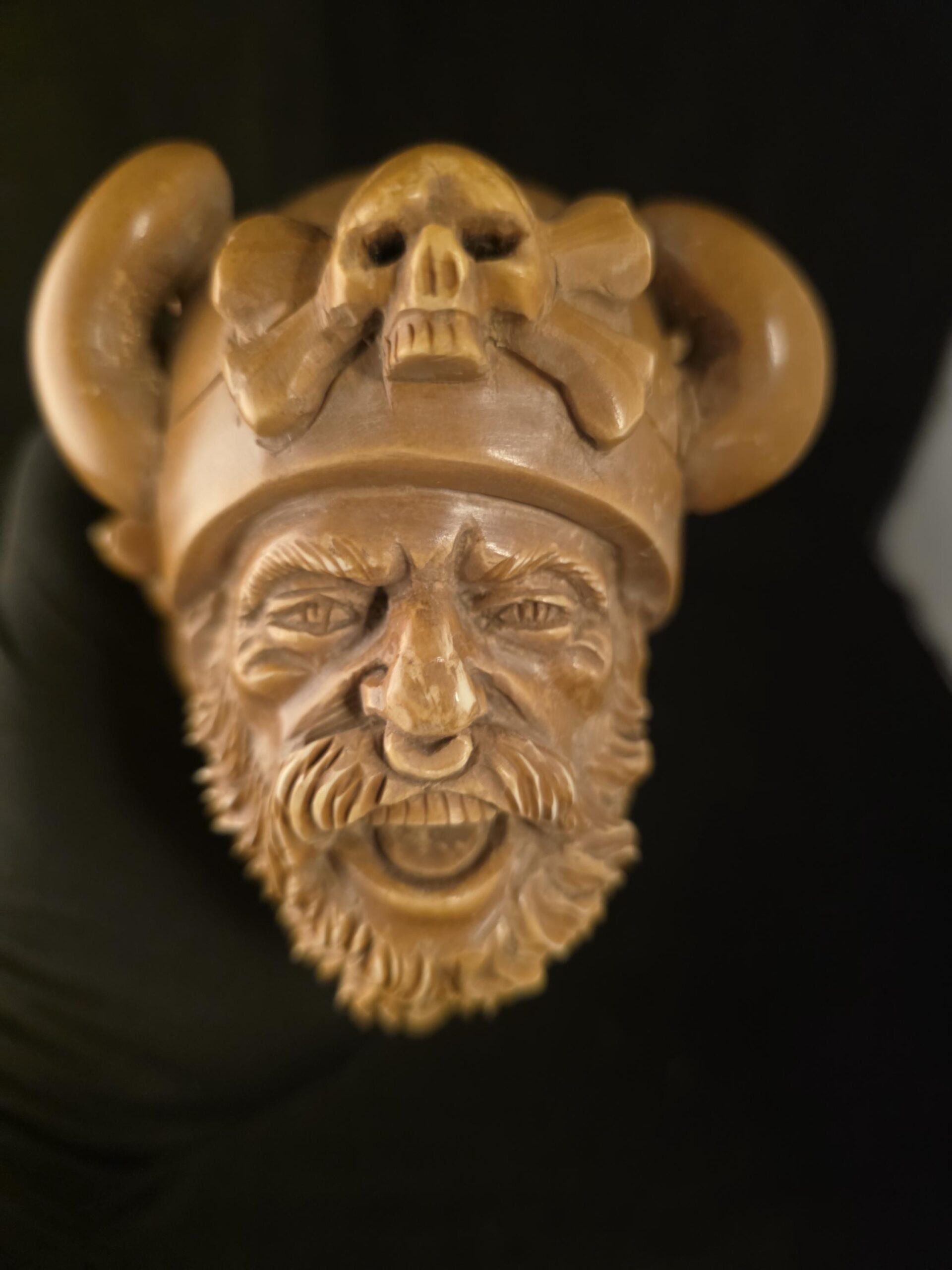 Large Viking Meerschaum Pipe, Hand Carved Block Meerschaum, Viking Warrior & Skull, Nude Female Figures, Museum Quality Collectible Pipe - Image 7