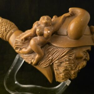 Large Viking Meerschaum Pipe, Hand Carved Block Meerschaum, Viking Warrior & Skull, Nude Female Figures, Museum Quality Collectible Pipe