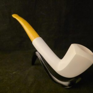 Long Shank Meerschaum Pipe Classic Smooth One Piece Block Fitted Case Handmade Collectible