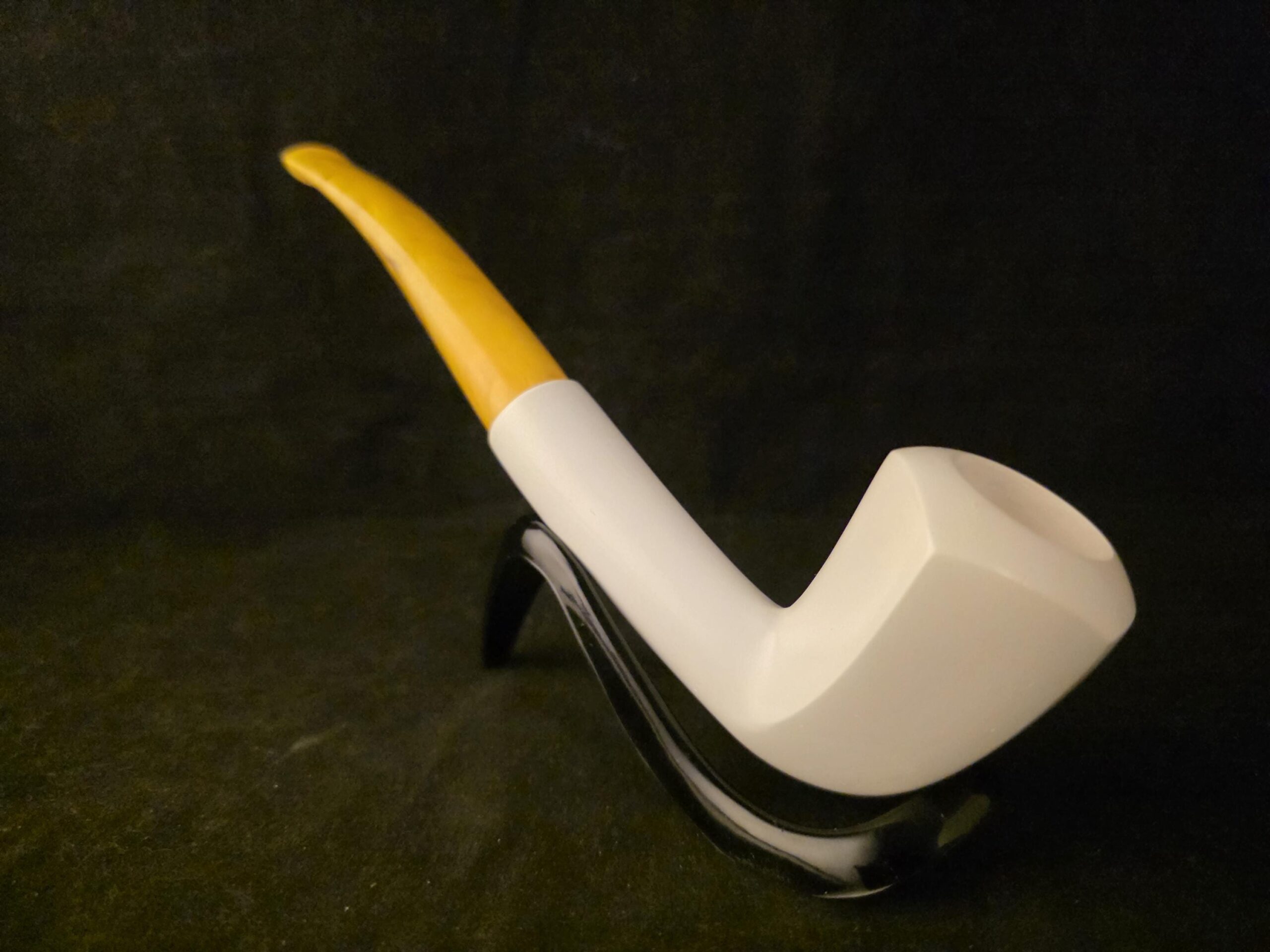 Long Shank Meerschaum Pipe Classic Smooth One Piece Block Fitted Case Handmade Collectible