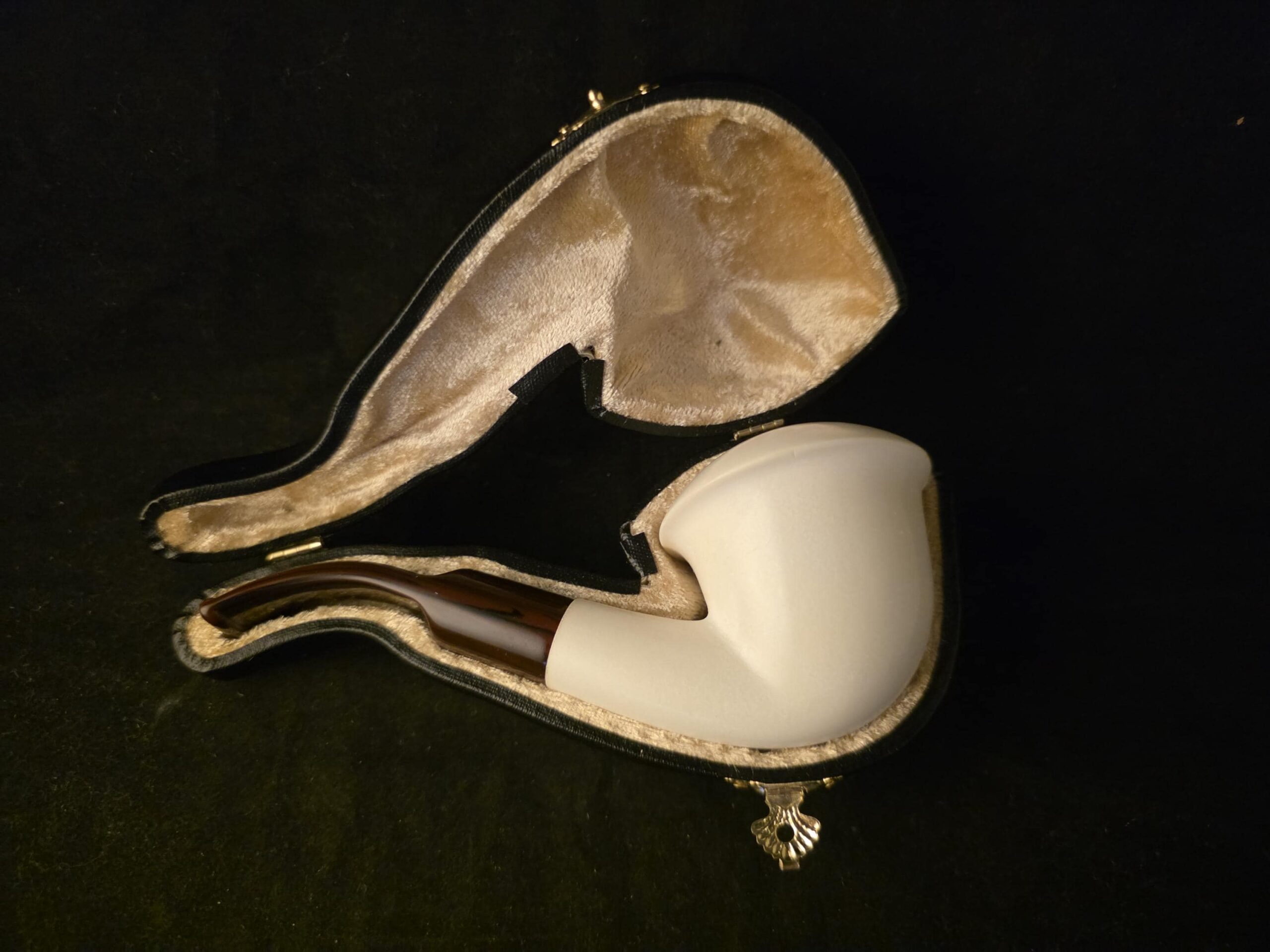 Smooth Calabash Block Meerschaum Pipe – Special Stem – Fitted Case - Image 7
