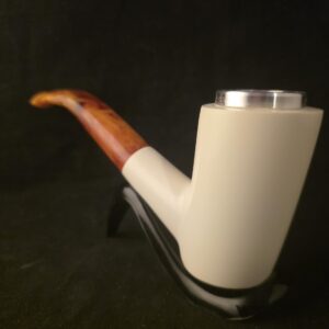 Smooth Poker Meerschaum Pipe Block Meerschaum Handmade Tobacco Pipe Metal Detail Fitted Case