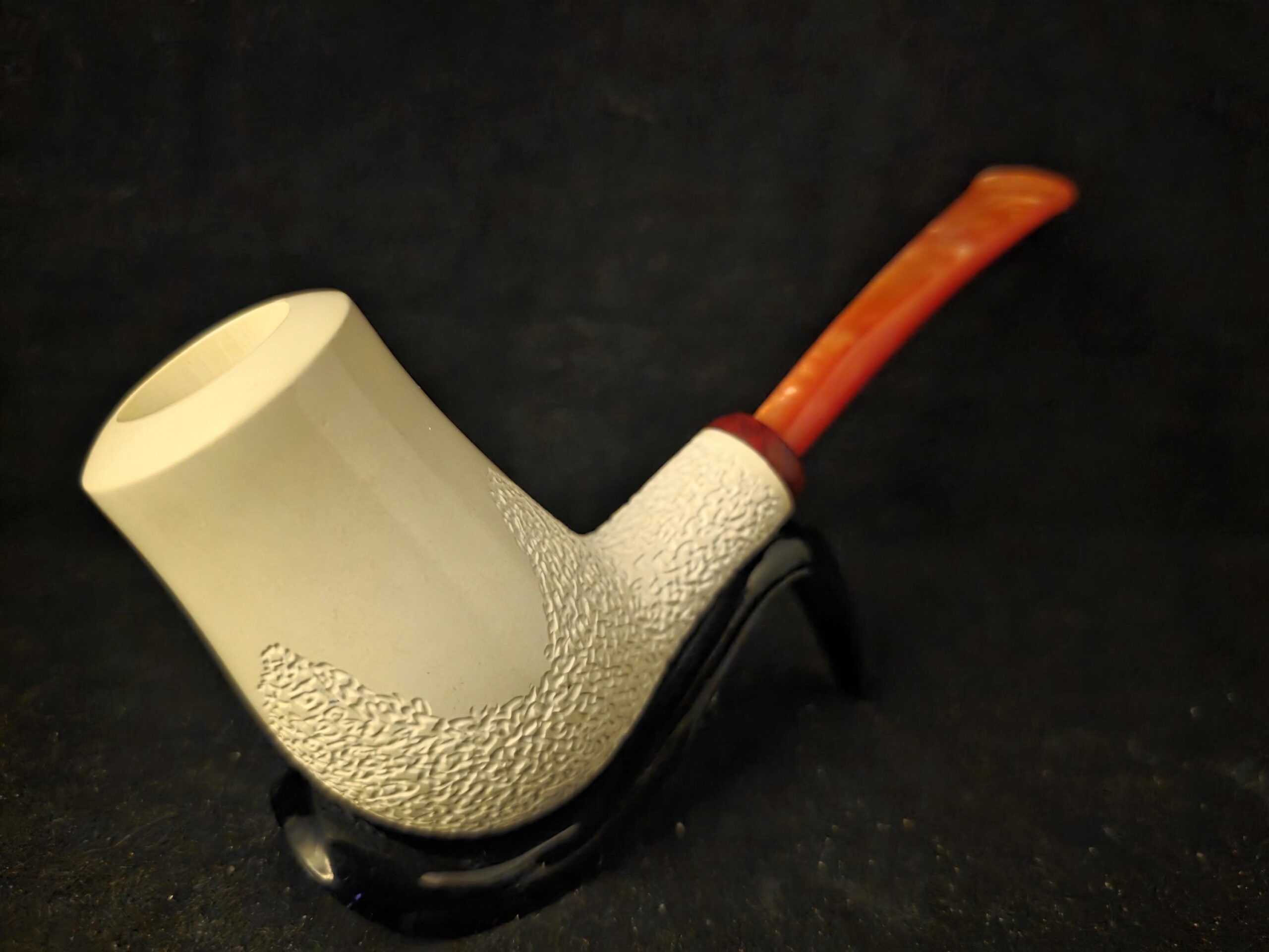 Smooth Meerschaum Pipe, Large Deep Bowl, Rustic Bottom, Briar Ring, Block Meerschaum, Fitted Case, Handmade Tobacco Pipe - Image 5